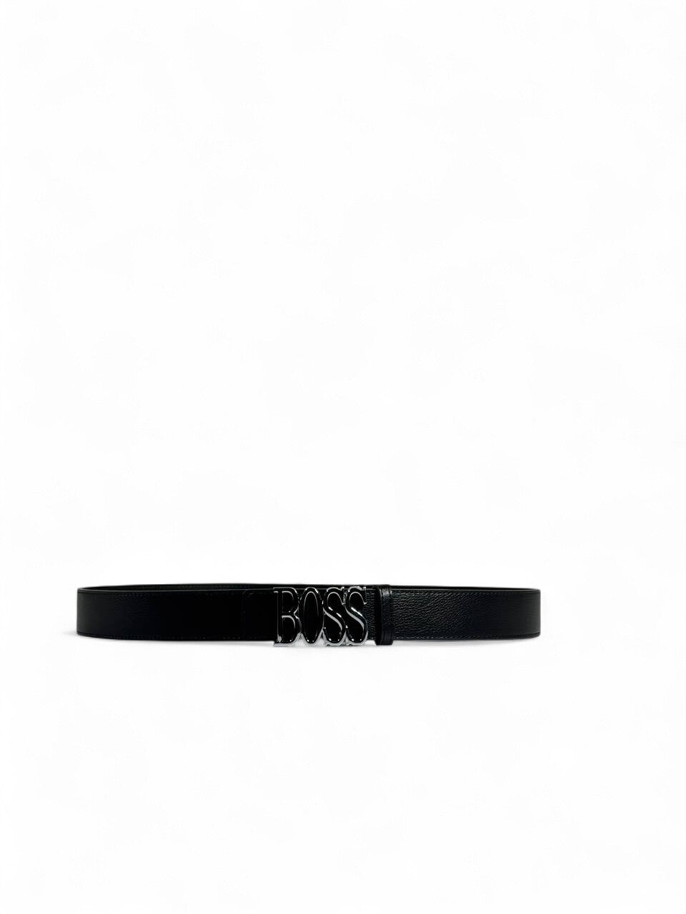 BOSS Style Black Belt β 125cm, Glossy Black βBOSSβ Logo Buckle, Sleek Modern Statement
