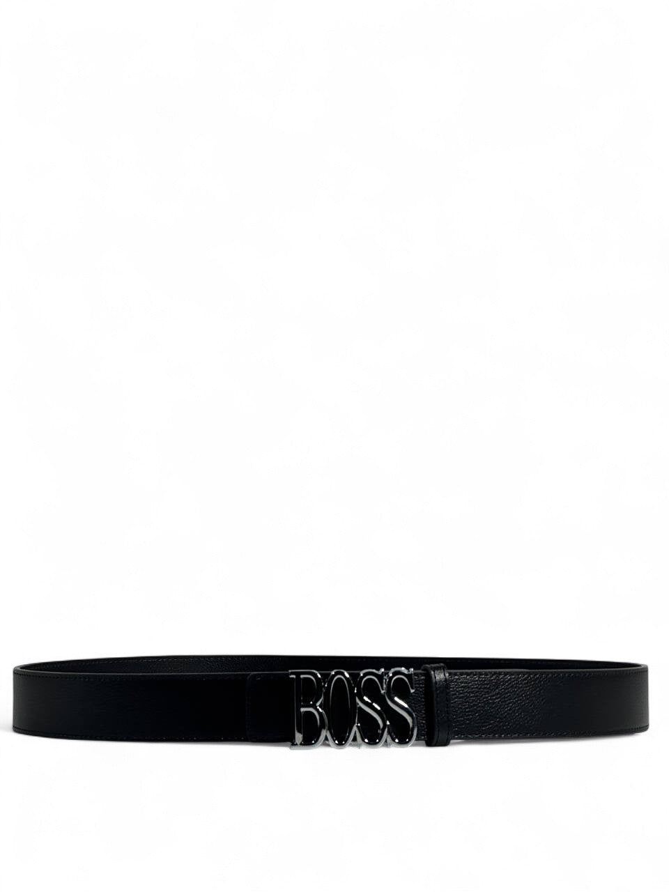 BOSS Style Black Belt β 125cm, Glossy Black βBOSSβ Logo Buckle, Sleek Modern Statement