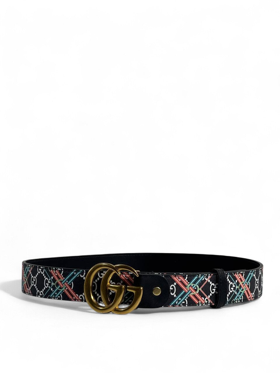 π€ Gucci Multicolor GG Belt β 110 cm | Antique Gold Double G Buckle | Fashion Statement