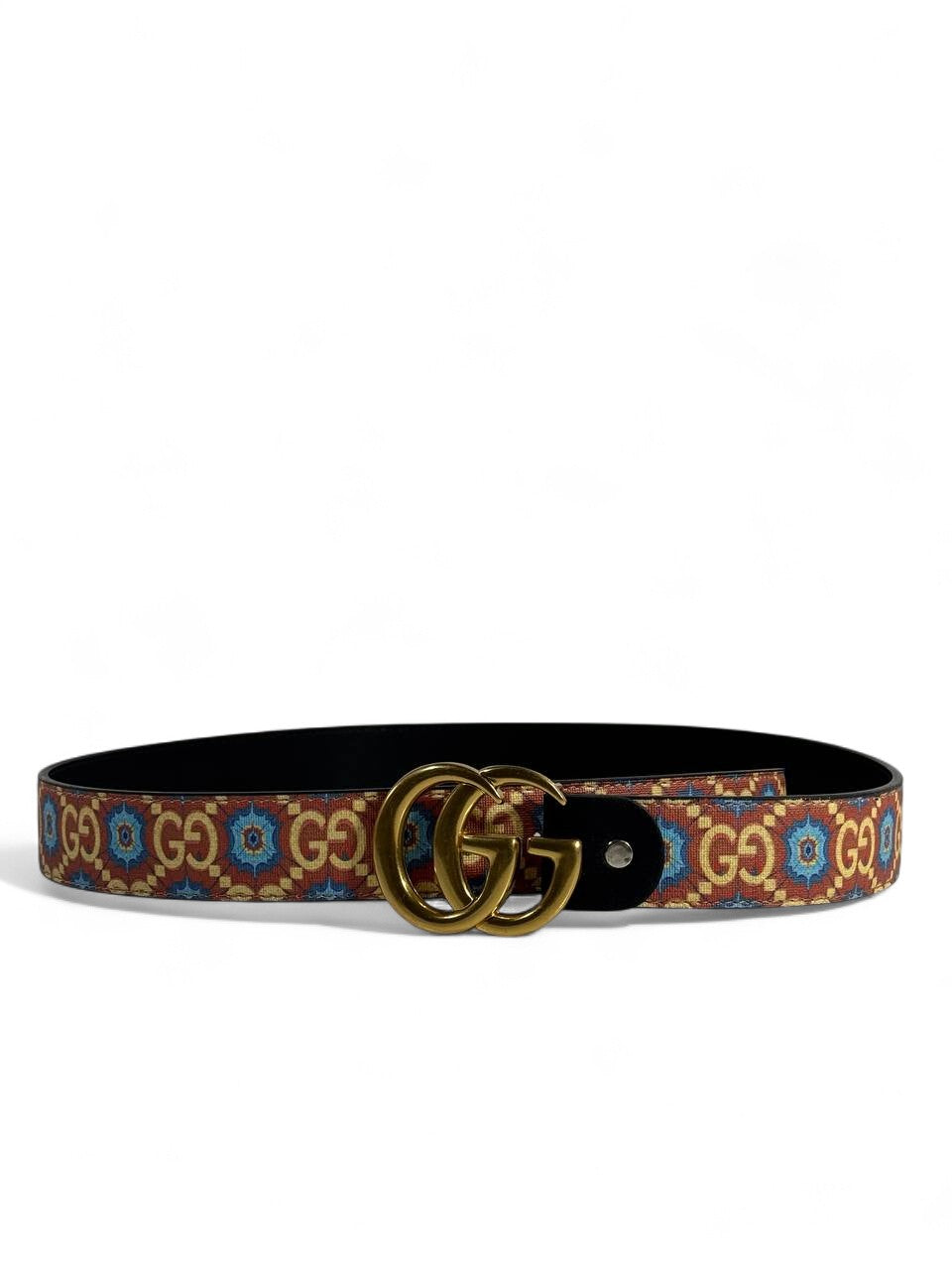 Gucci Vintage Pattern Belt 🧡 | Antique Gold Double G Buckle 🌿✨