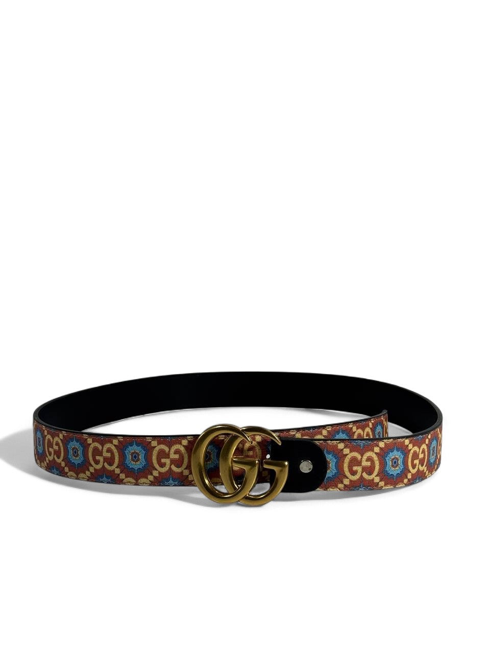 Gucci Vintage Pattern Belt 🧡 | Antique Gold Double G Buckle 🌿✨