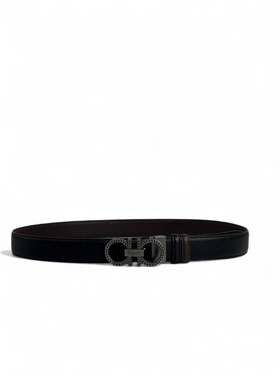 Ferragamo Black Leather Belt 🖤 | Iconic Double Gancini Buckle | 120 cm