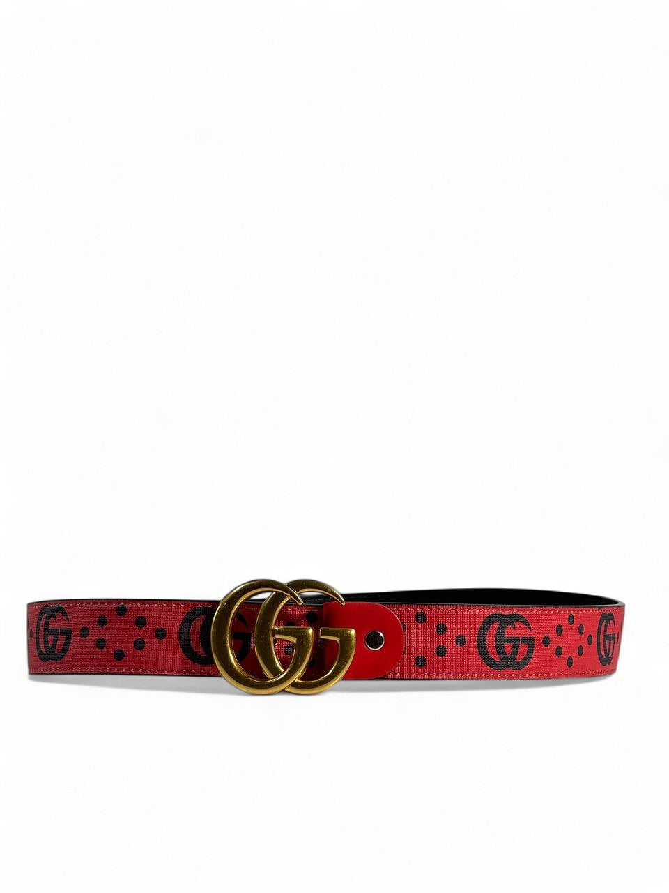 š„ Gucci Red GG Logo Belt | Signature Monogram & Gold Buckle | 115 cm