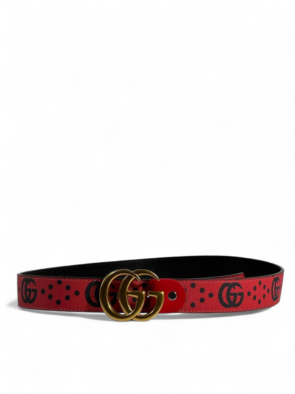 š„ Gucci Red GG Logo Belt | Signature Monogram & Gold Buckle | 115 cm