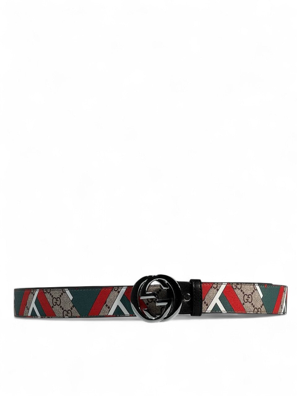 ✨ Gucci Multicolor Pattern Belt 🟥🟩⚪ | Black GG Buckle |