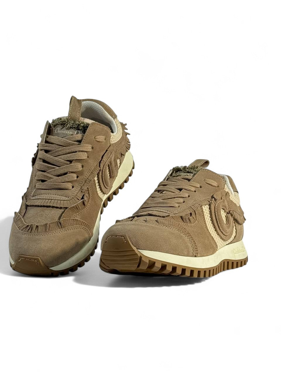 Christian Dior Beige Mesh & Suede Sneakers – Luxury Casual Unisex Shoes
