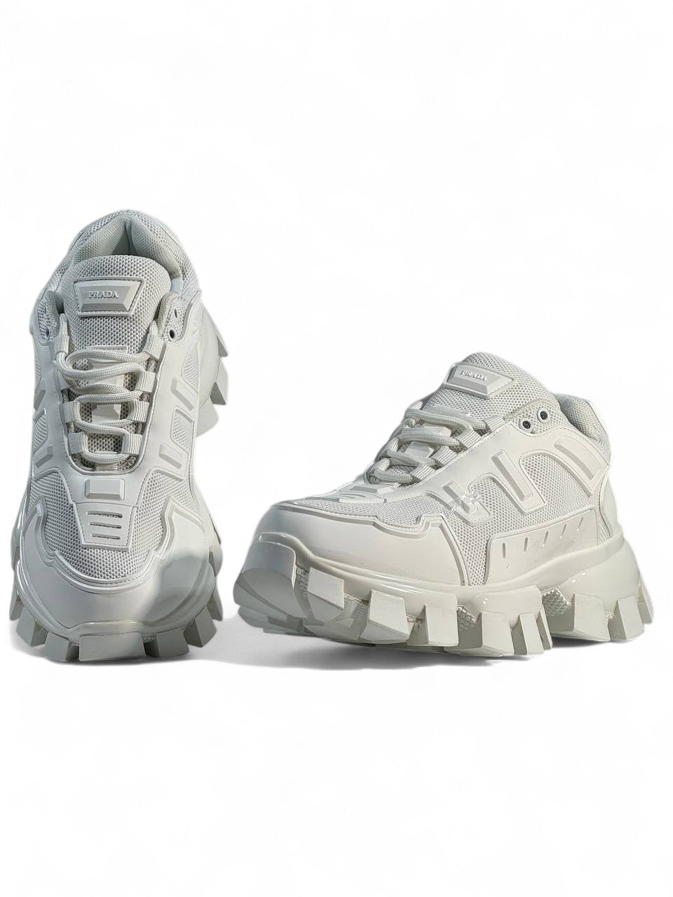 Prada Cloudbust Thunder Sneakers β Triple White, Bold Luxury Streetwear