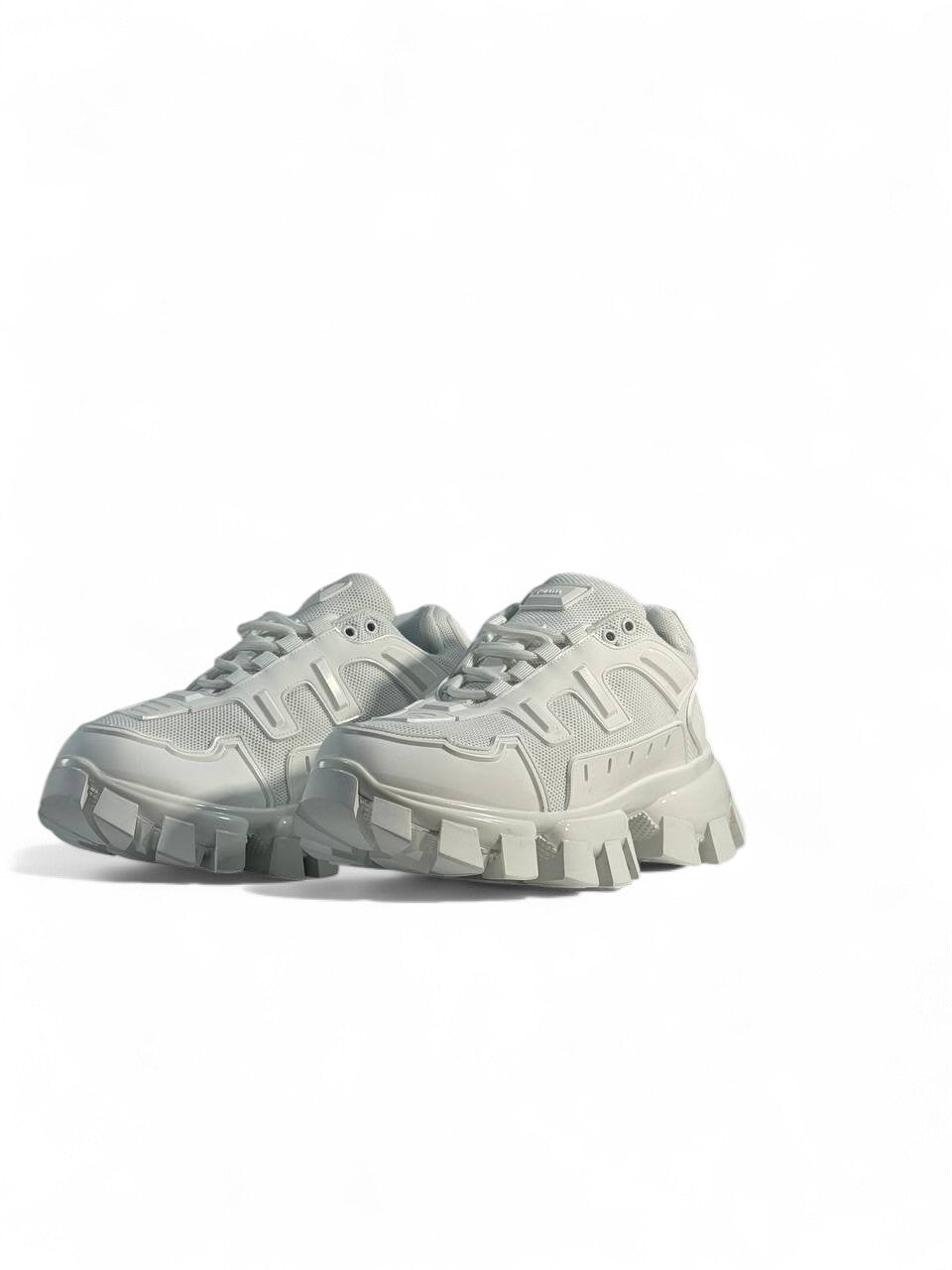 Prada Cloudbust Thunder Sneakers β Triple White, Bold Luxury Streetwear