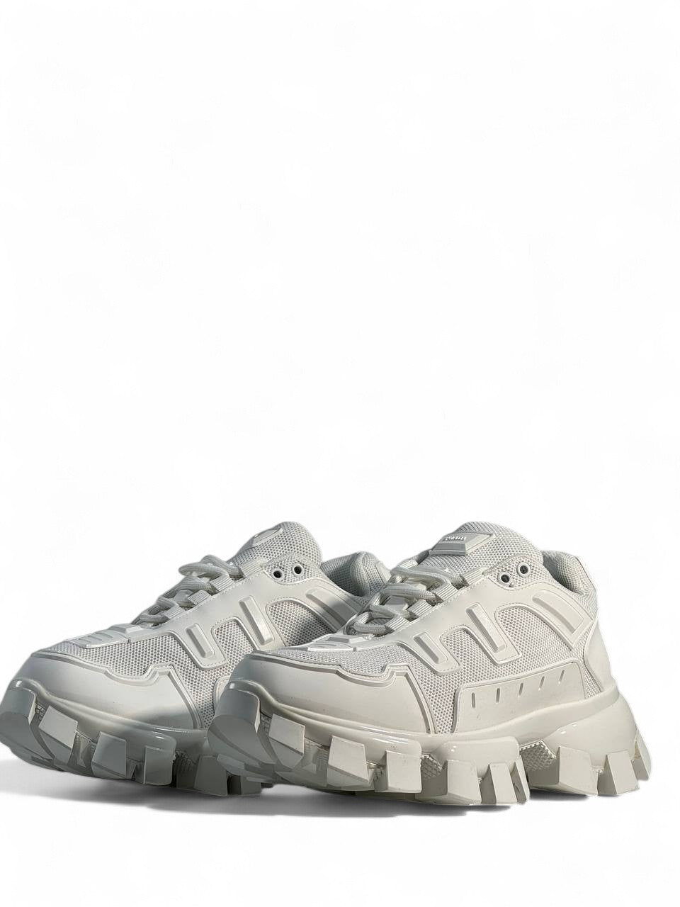 Prada Cloudbust Thunder Sneakers β Triple White, Bold Luxury Streetwear