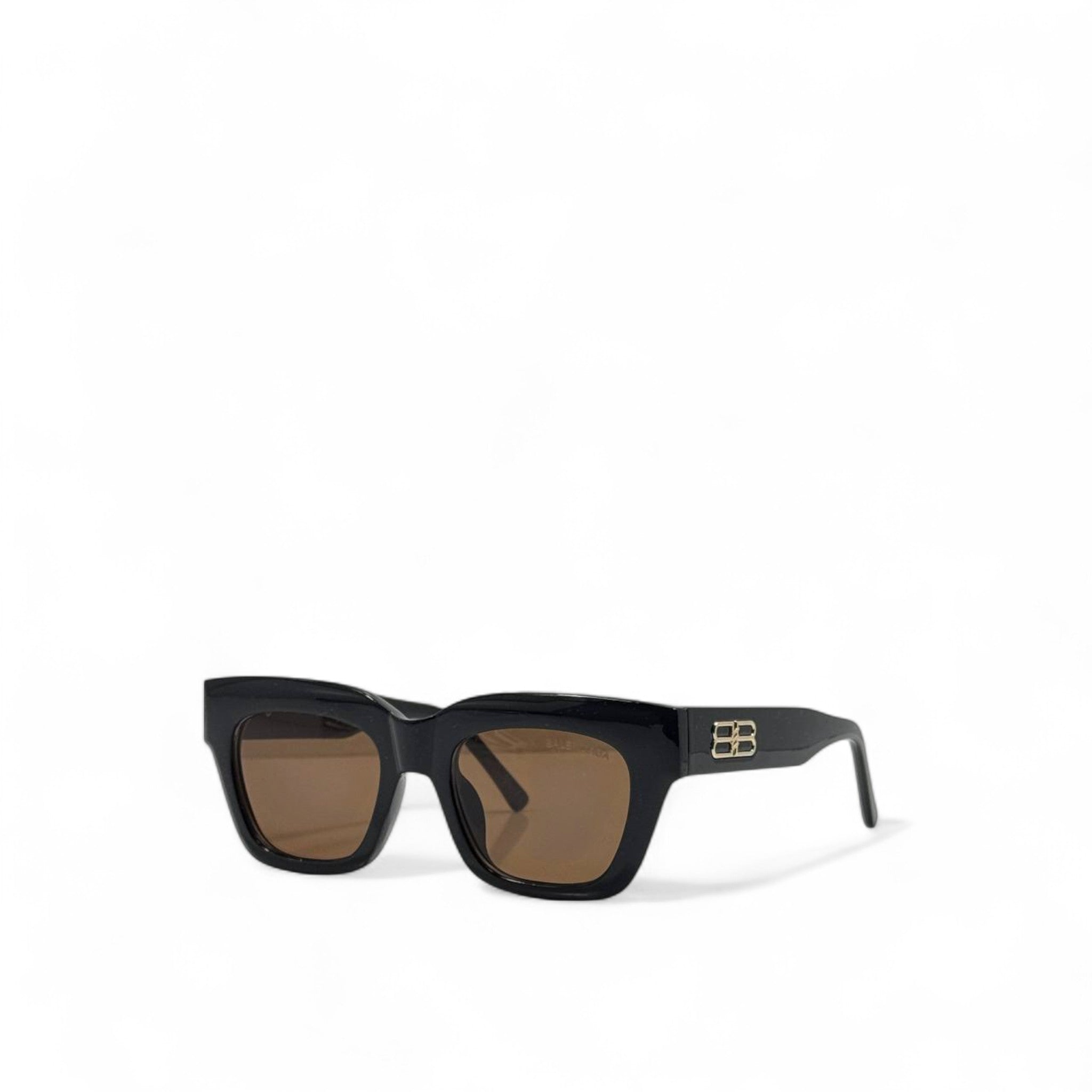 Balenciaga BB Black Square Sunglasses π€ | Brown Lenses & Gold Logo Accent