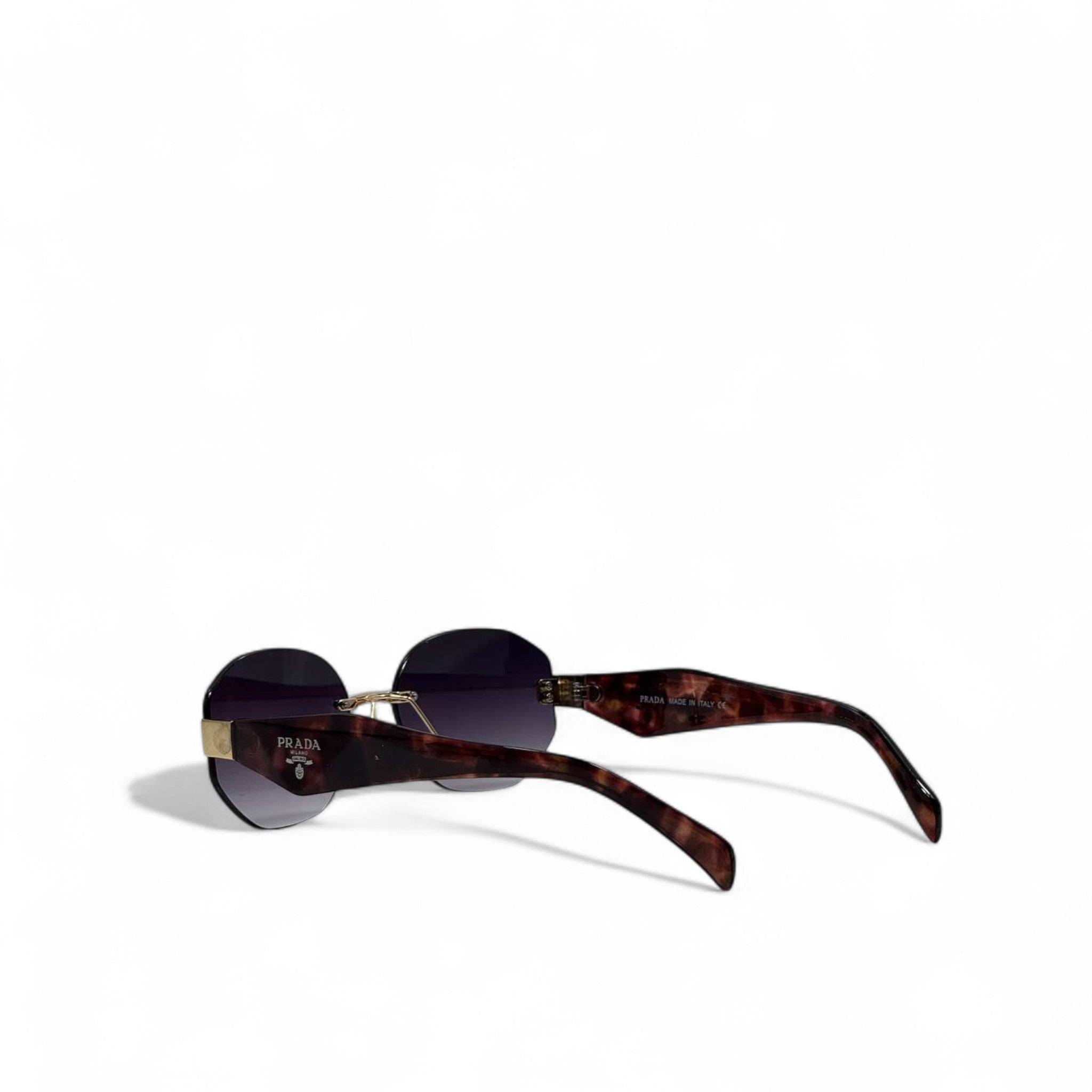 Prada Rimless Gradient Sunglasses ๐ | Marbled Arms & Gold Accent