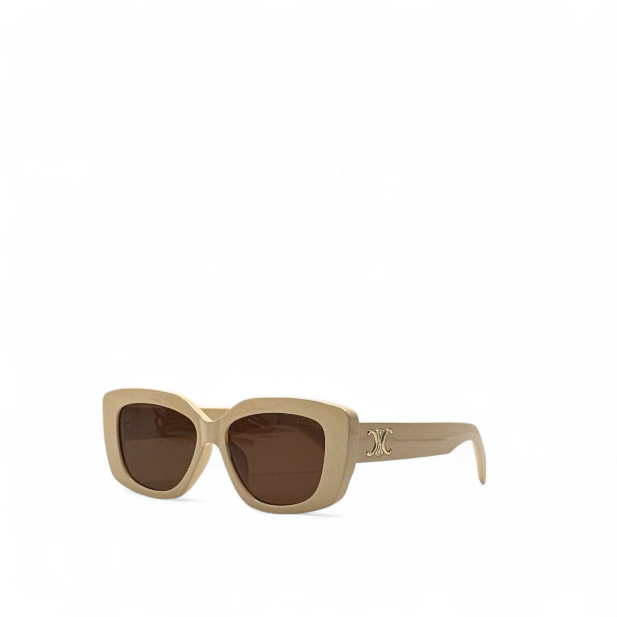 Celine Triomphe Sunglasses β Beige Frame with Brown Lenses