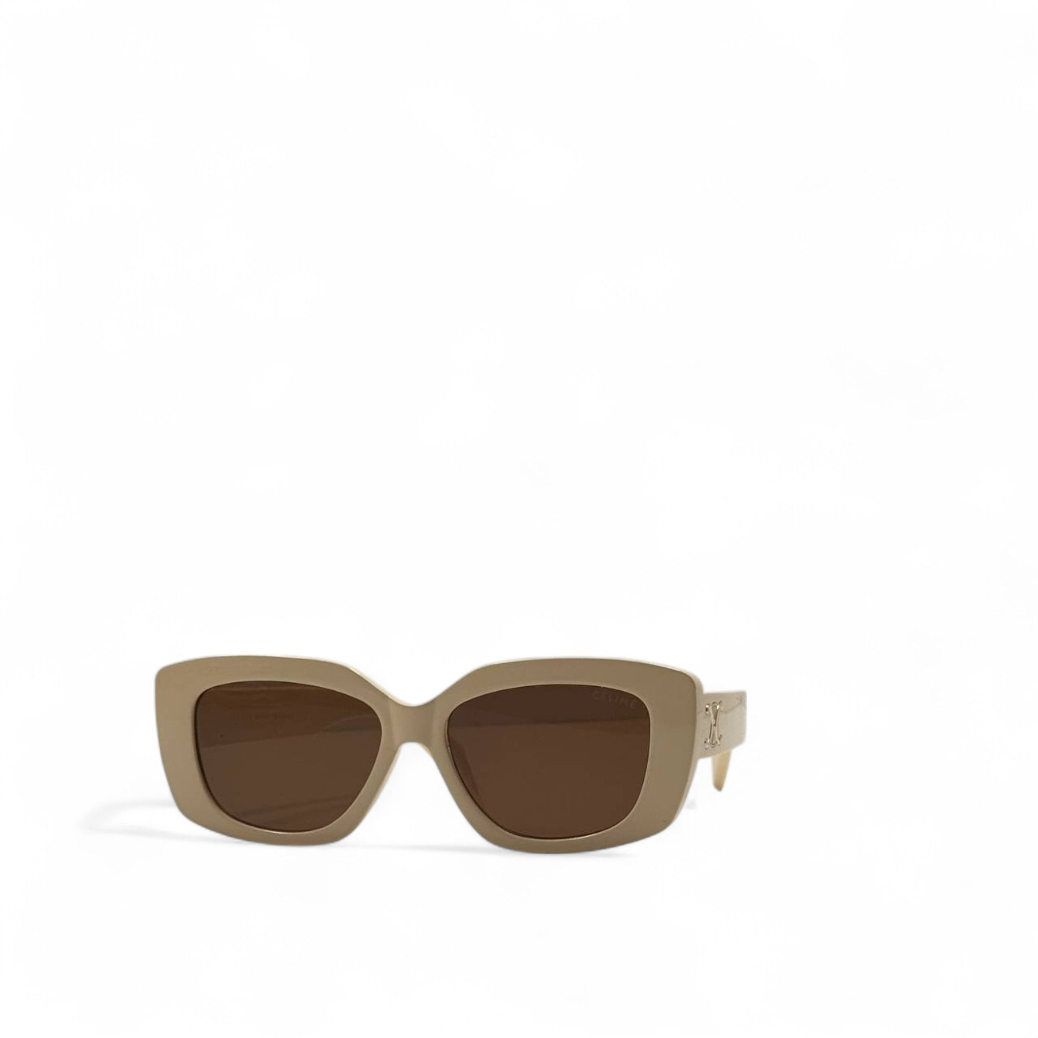 Celine Triomphe Sunglasses β Beige Frame with Brown Lenses