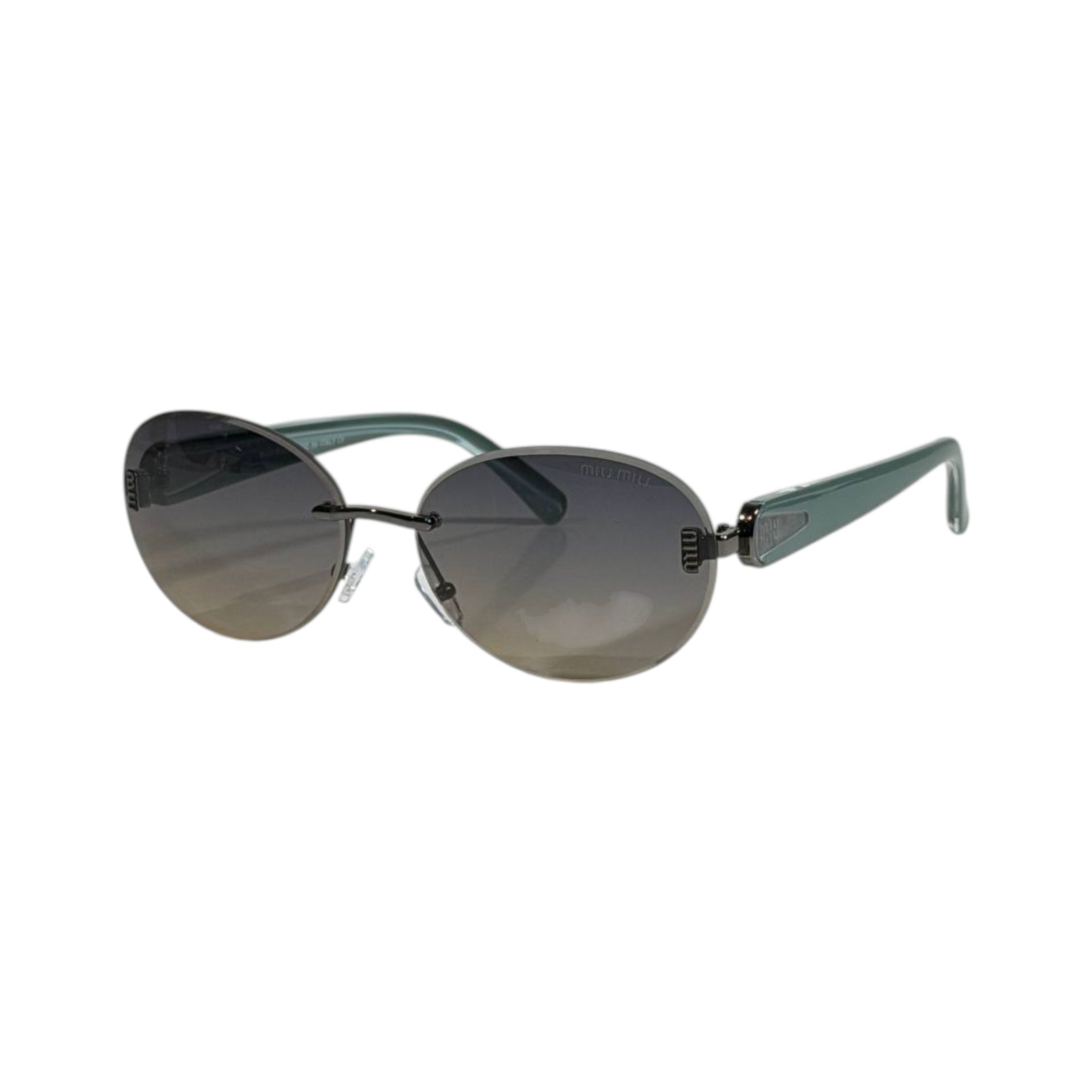 Miu Miu Elegant Oval Rimless Sunglasses 💚✨ Luxury Gradient Fashion Shades