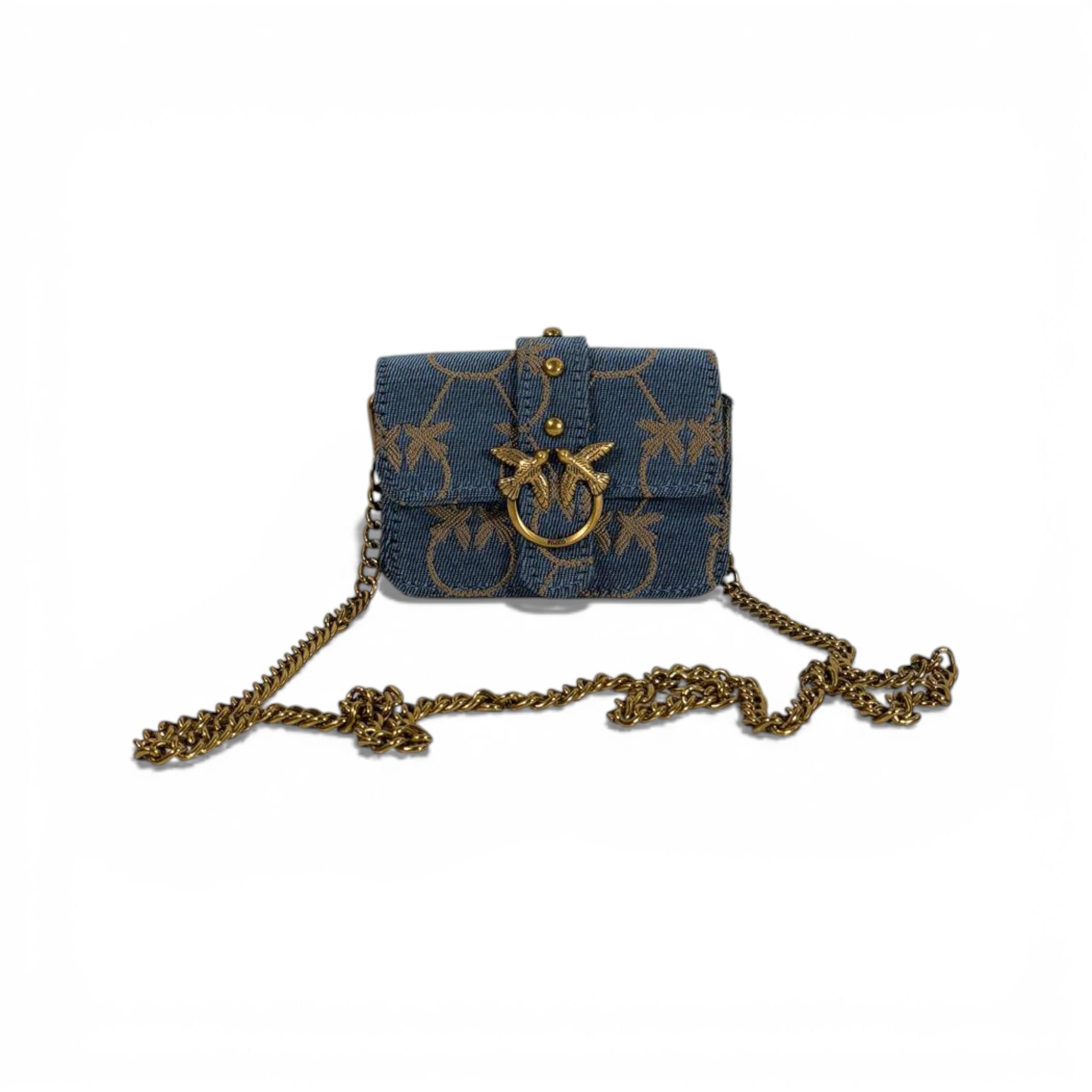 π Pinko Love Style Mini Chain Bag β Denim Blue & Gold πβ¨