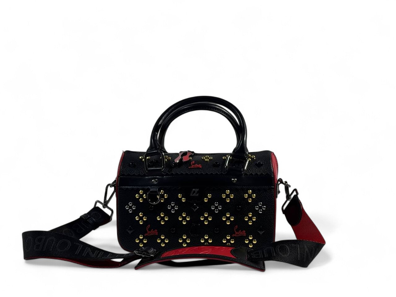 Christian Louboutin Black & Red Studded Duffle Bag đ¤â¤ď¸â¨ | Luxury Designer Handbag