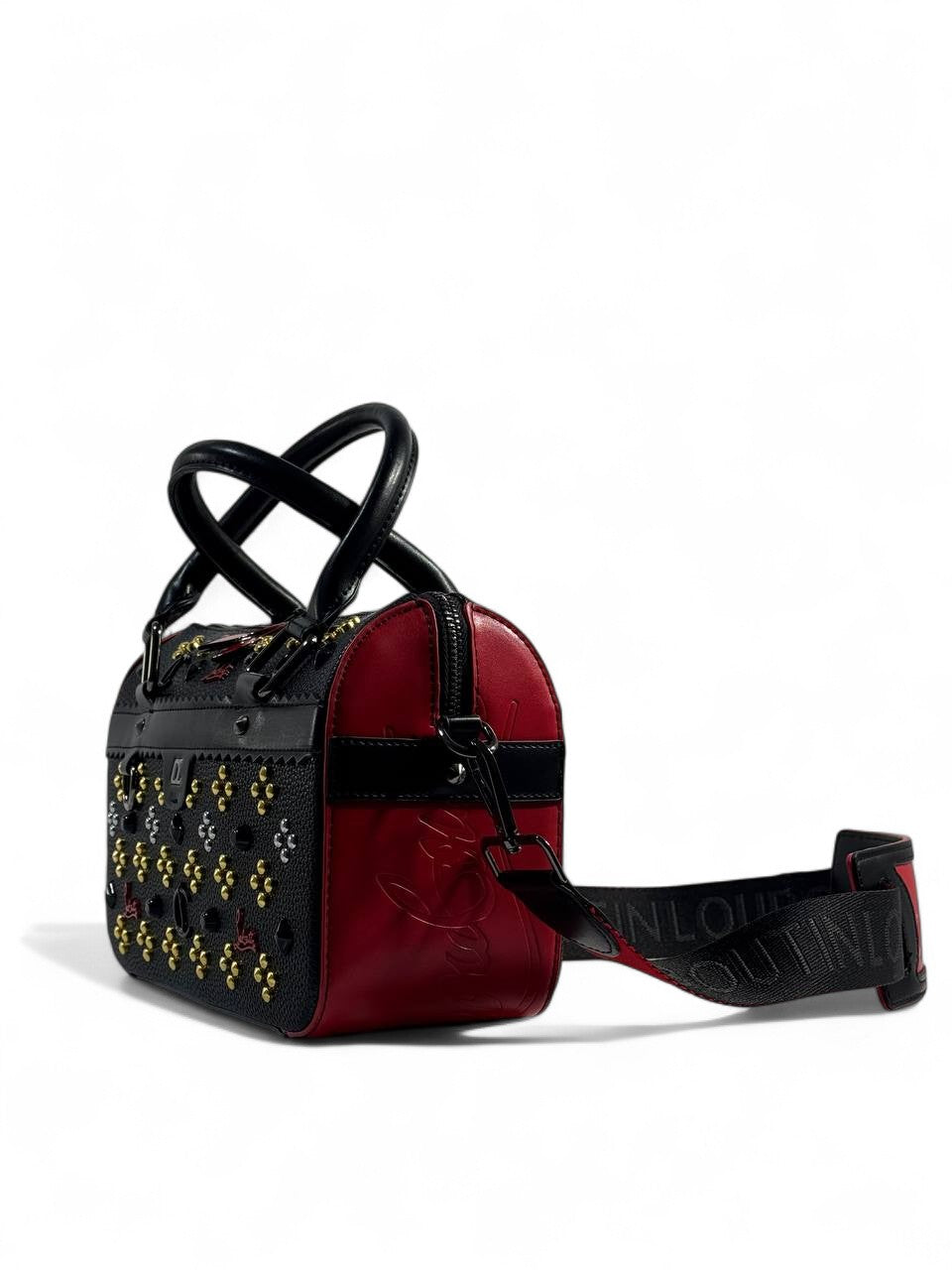 Christian Louboutin Black & Red Studded Duffle Bag đ¤â¤ď¸â¨ | Luxury Designer Handbag