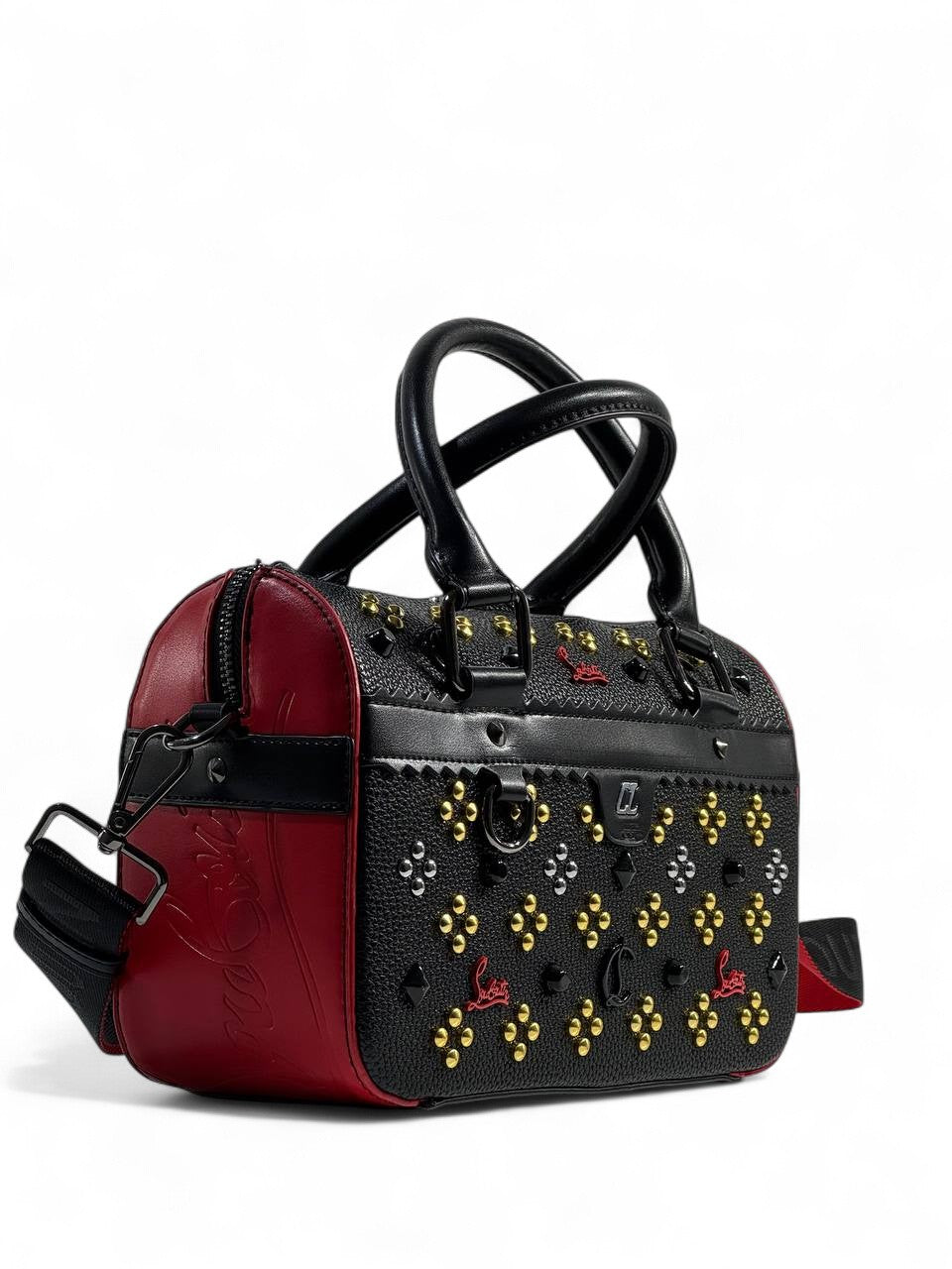 Christian Louboutin Black & Red Studded Duffle Bag đ¤â¤ď¸â¨ | Luxury Designer Handbag