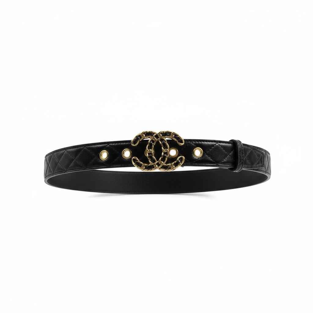 Chanel Black Quilted Leather Belt π€β¨ | Iconic CC Chain Logo β With Box π¦
