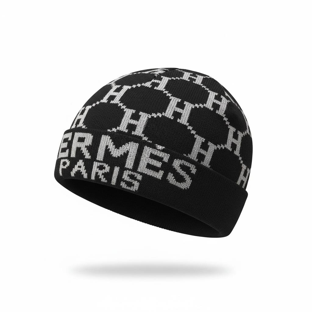 đ¤ HERMĂS Paris Monogram Knit Beanie â Bold French Winter Luxury âď¸