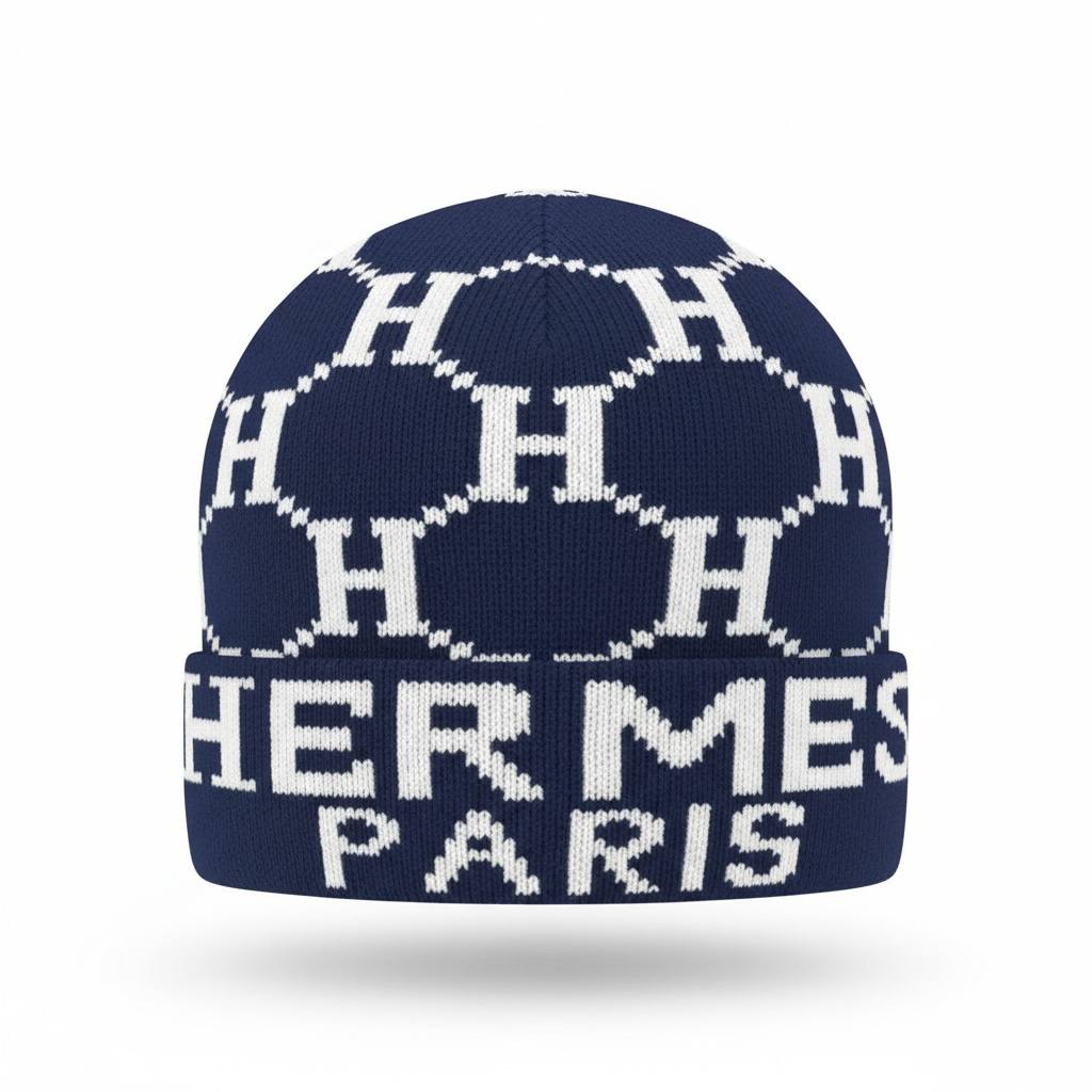 đľ HERMĂS Paris Monogram Knit Beanie â Timeless French Winter Luxury âď¸