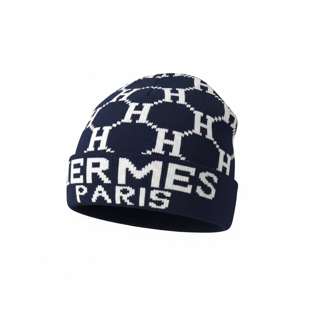 đľ HERMĂS Paris Monogram Knit Beanie â Timeless French Winter Luxury âď¸
