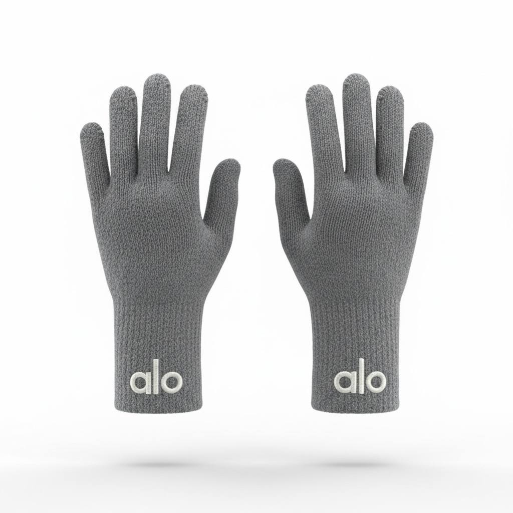 š©¶ Alo Grey Winter Knit Set ā Beanie, Scarf & Gloves Minimal Comfort āļø