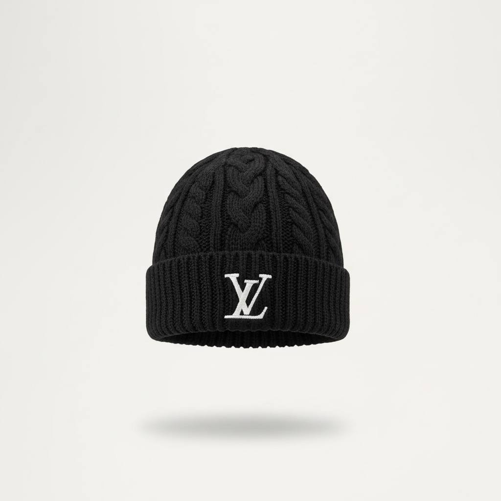 š¤ Louis Vuitton Black Winter Knit Set ā Beanie & Scarf Iconic Luxury āļø