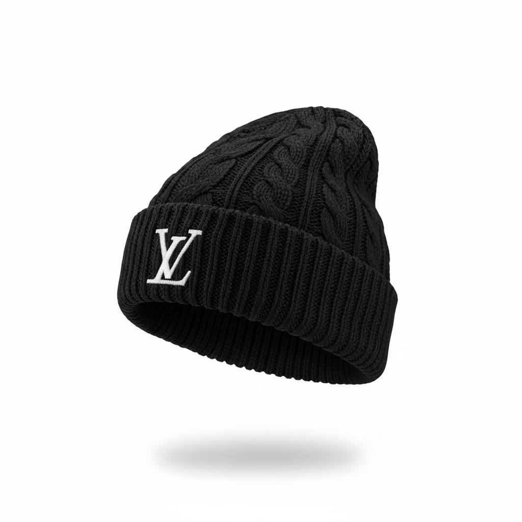 š¤ Louis Vuitton Black Winter Knit Set ā Beanie & Scarf Iconic Luxury āļø