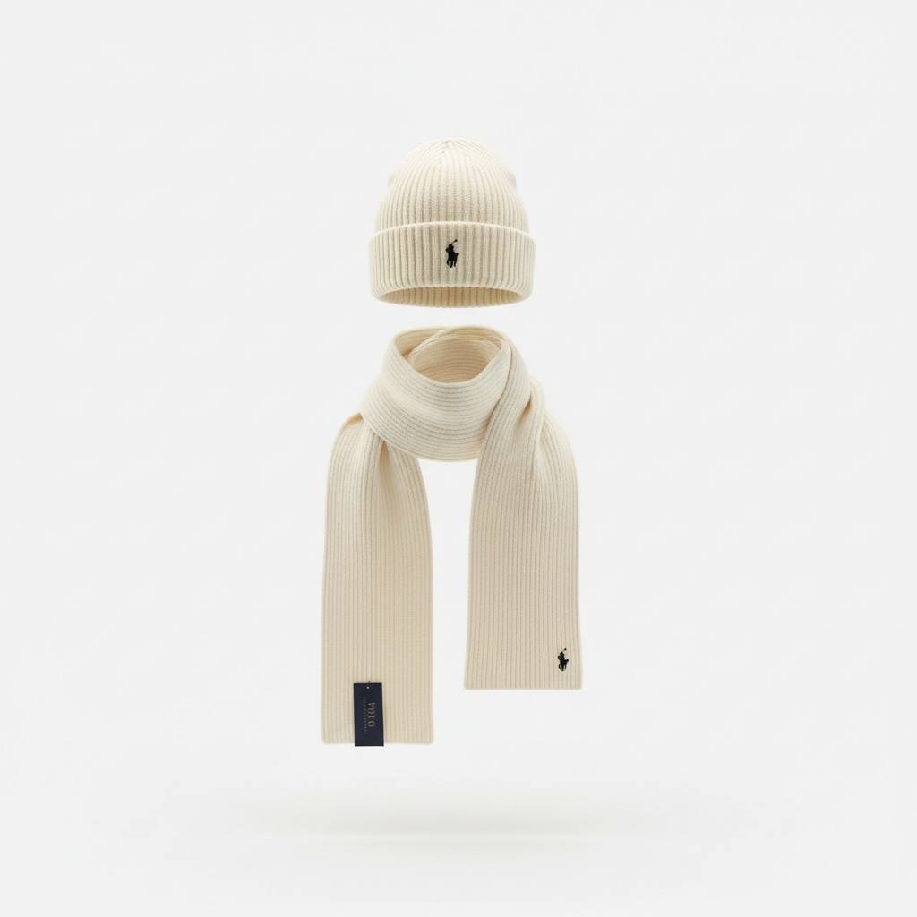 🤍 Polo Ralph Lauren Knit Beanie & Scarf Set – Timeless Winter Elegance ❄️