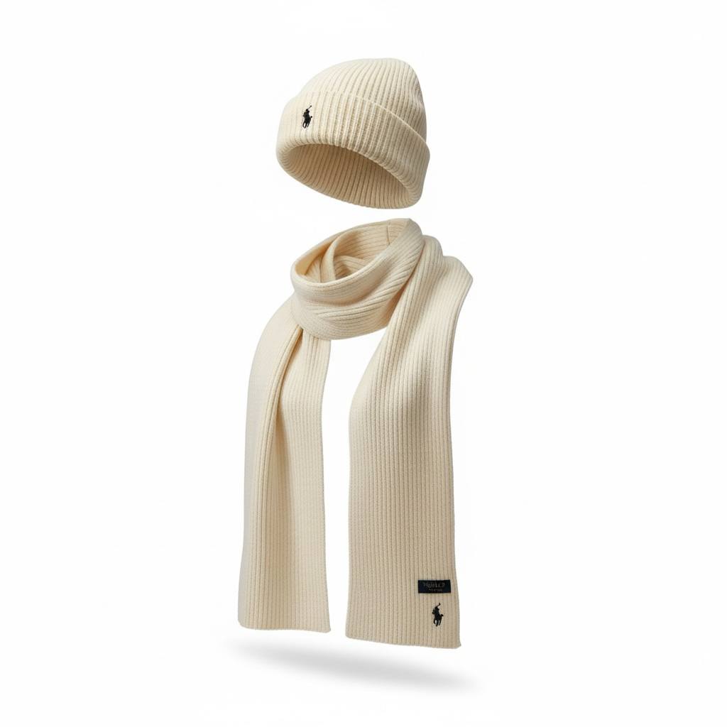 🤍 Polo Ralph Lauren Knit Beanie & Scarf Set – Timeless Winter Elegance ❄️