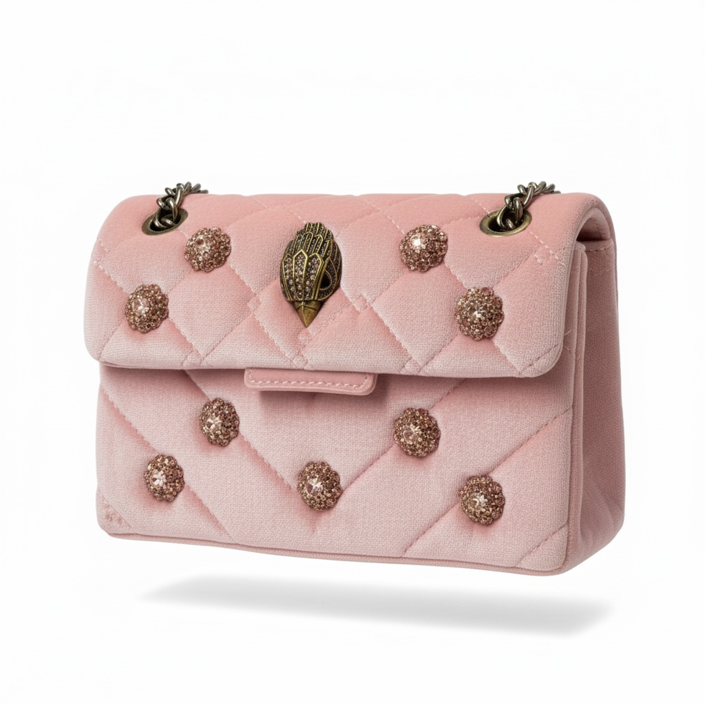๐ธ Kurt Geiger Pink Quilted Crystal Embellished Chain Bag