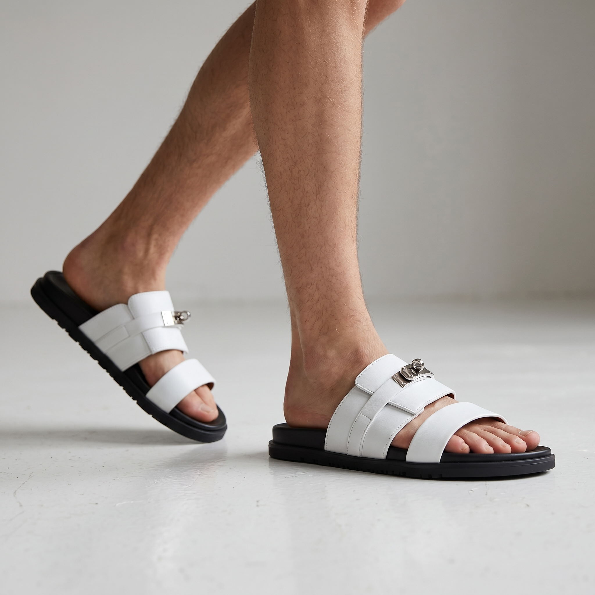 Hermès White Luxury Slide Sandals – Premium Designer Summer Slippers 🤍✨