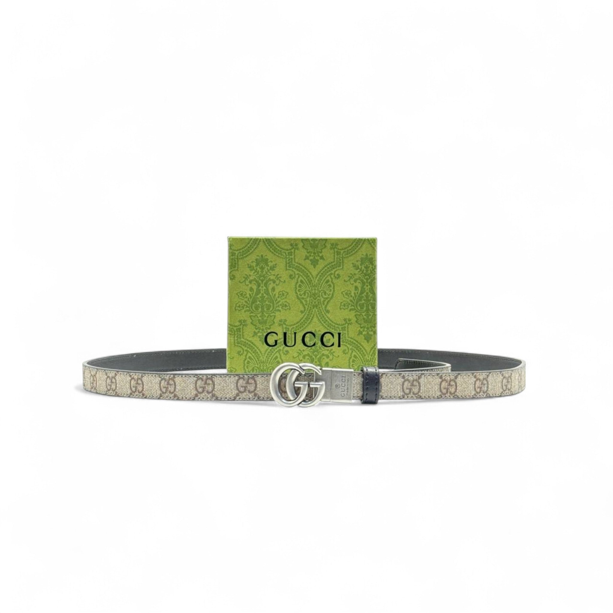 Gucci GG Supreme Canvas Belt š¤ | 125cm | Silver Double G Buckle + Box