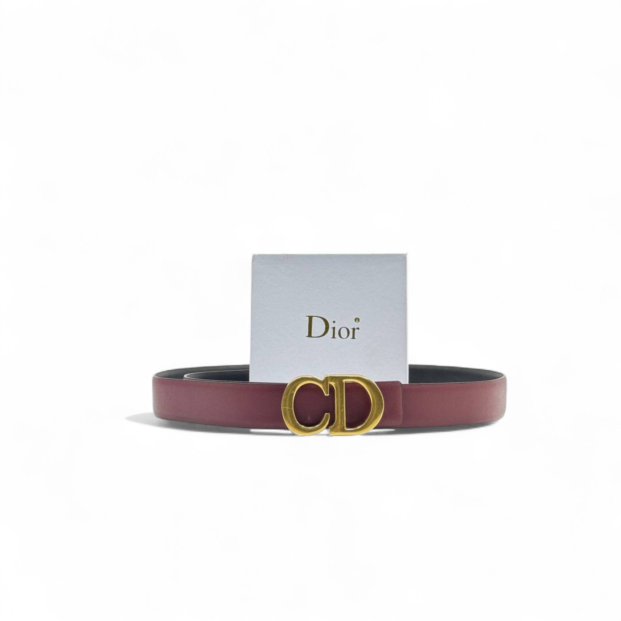 Dior Burgundy Leather Belt š· | 125cm | Gold CD Buckle + Box