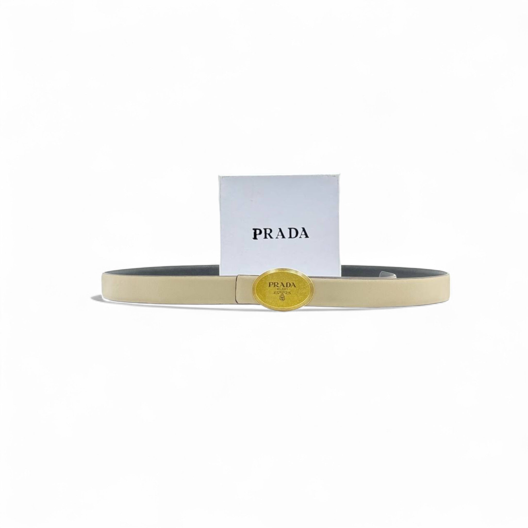 Prada Ivory Belt š¤ | 125cm with Gold Oval Buckle & Box