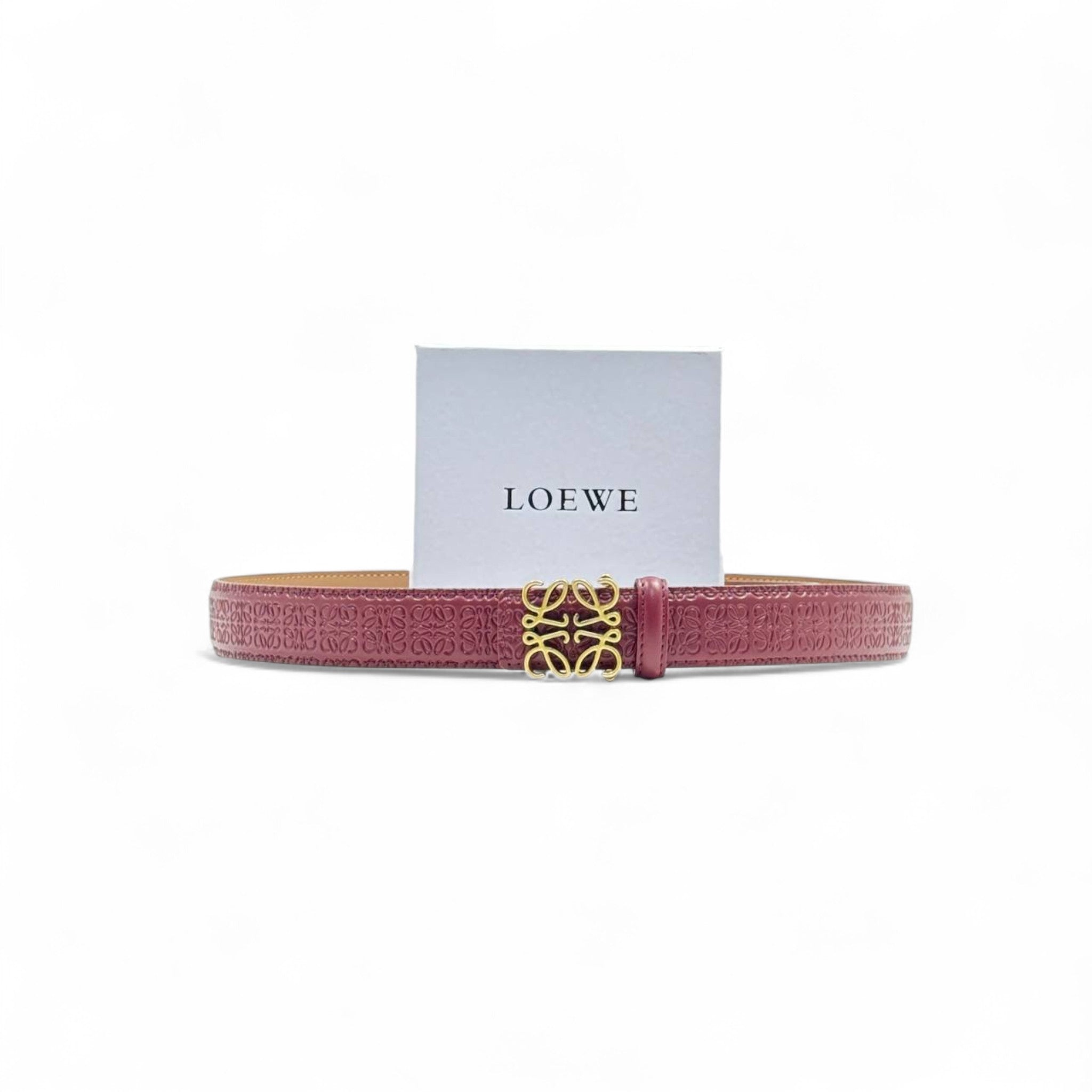 Loewe Embossed Pink Belt đź’— Gold Anagram Buckle | 125cm | With Box