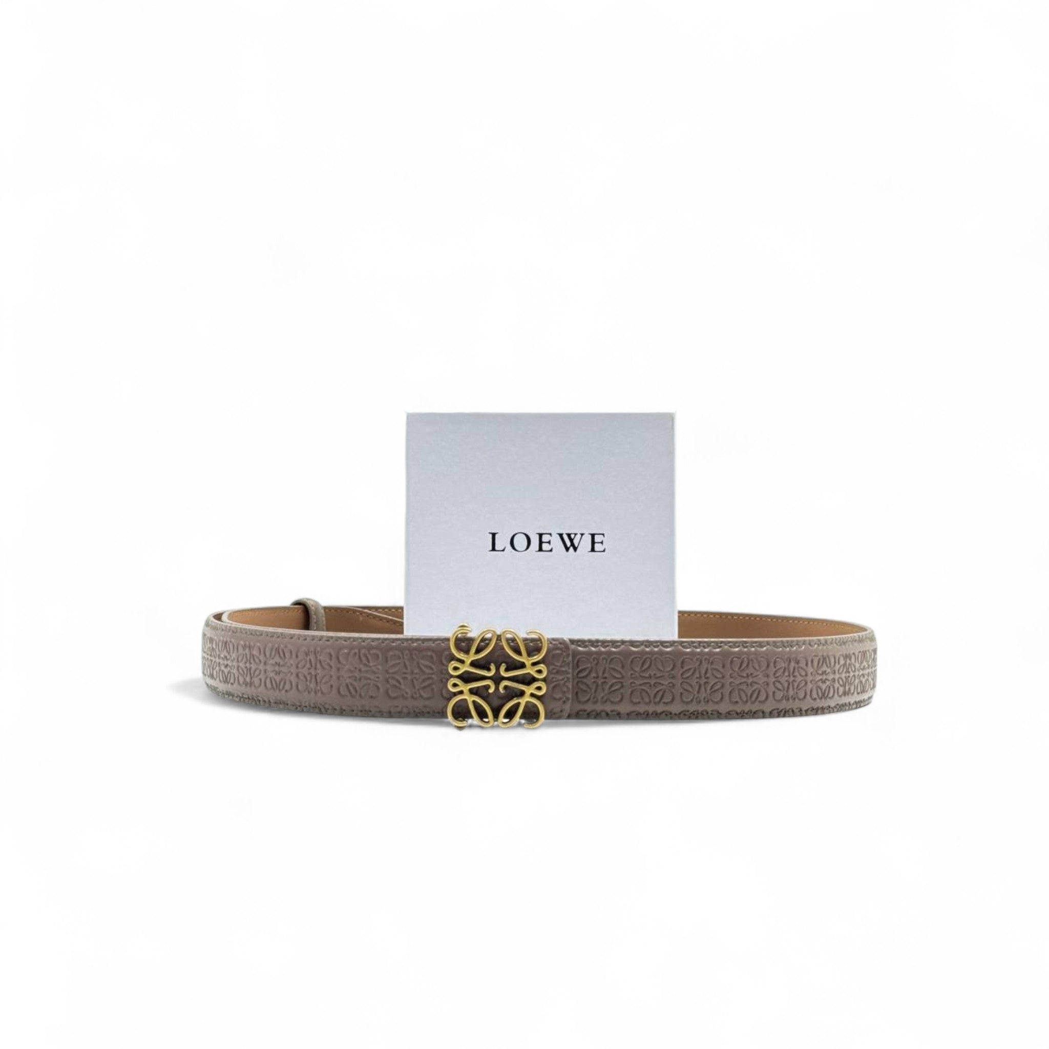 Loewe Taupe Embossed Belt đȘ¶ Gold Anagram Buckle | 125cm | With Box
