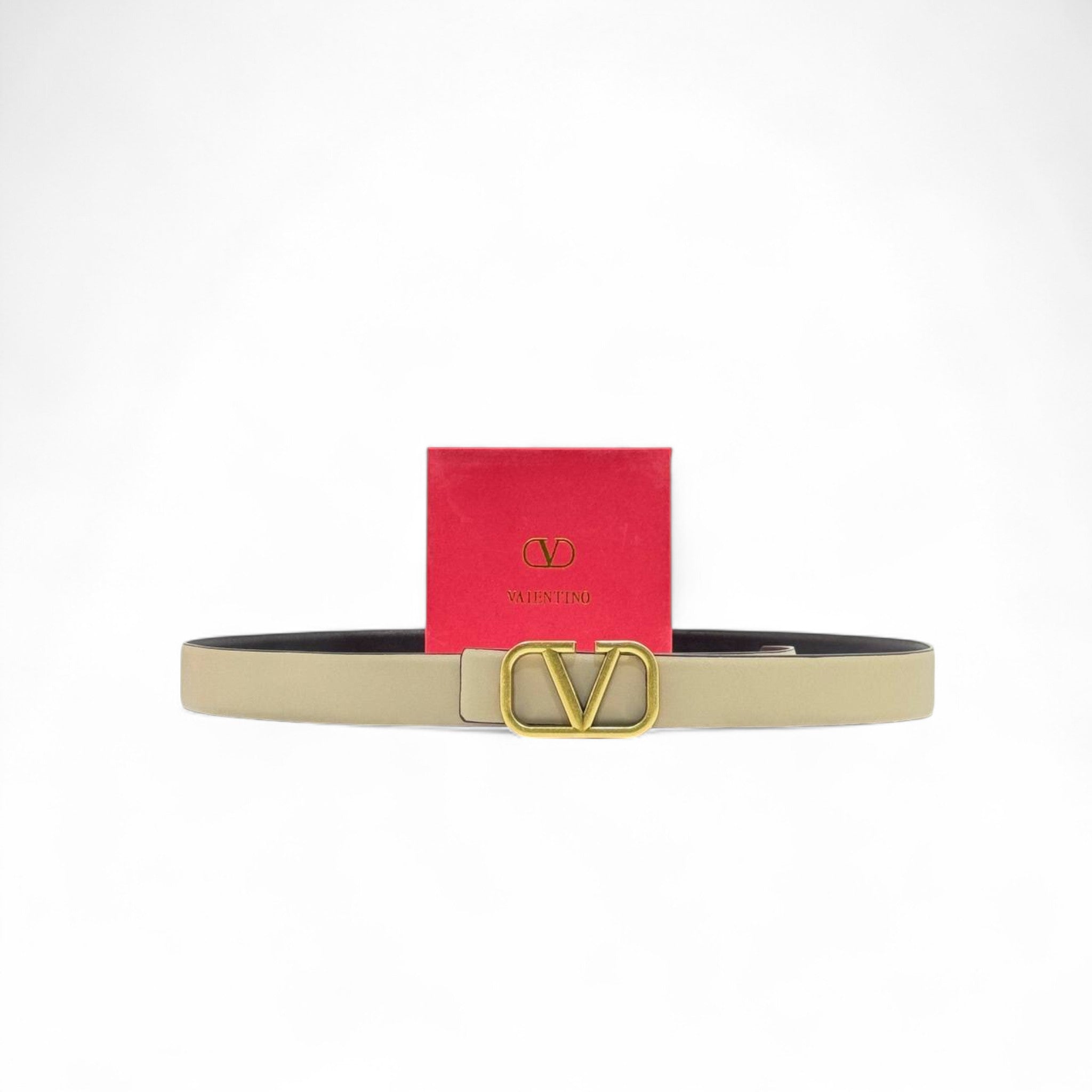 Valentino Beige Leather Belt š¤ | 125cm | Gold V Logo Buckle | With Box