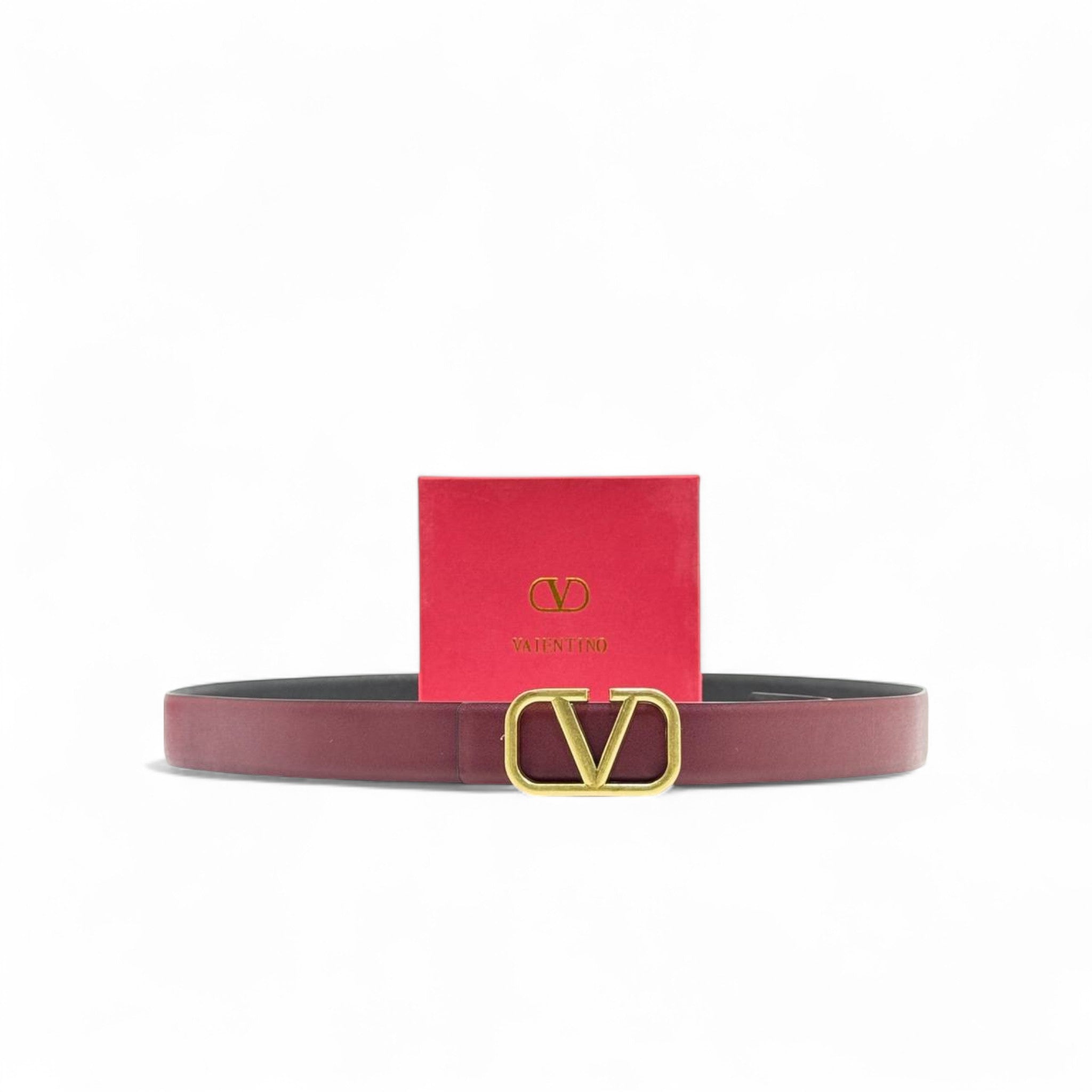 Valentino Red Leather Belt ❤️ | 125cm | Gold V Logo Buckle | With Box