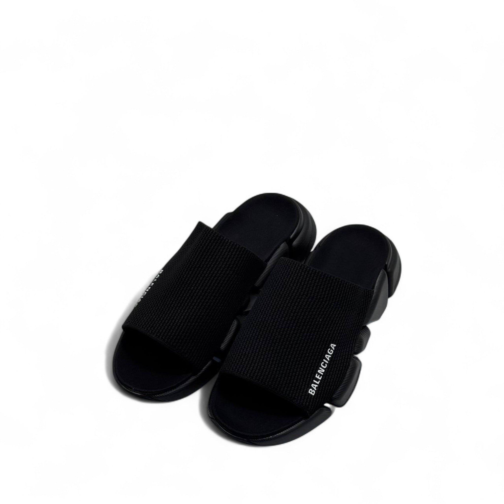 Balenciaga Black Tech Slides – Sleek Minimalist Comfort