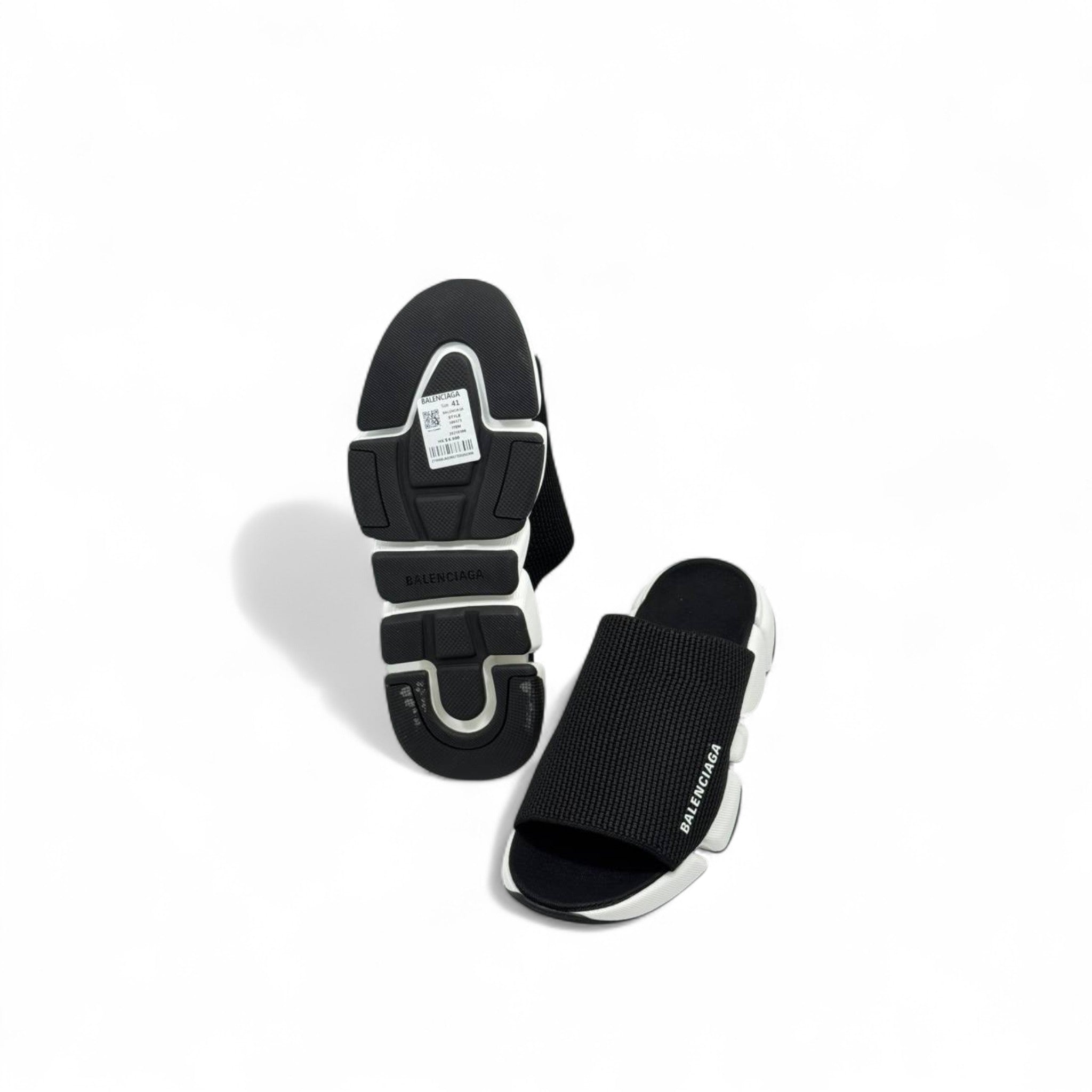 Balenciaga Tech Slides β Black Strap with White Sole