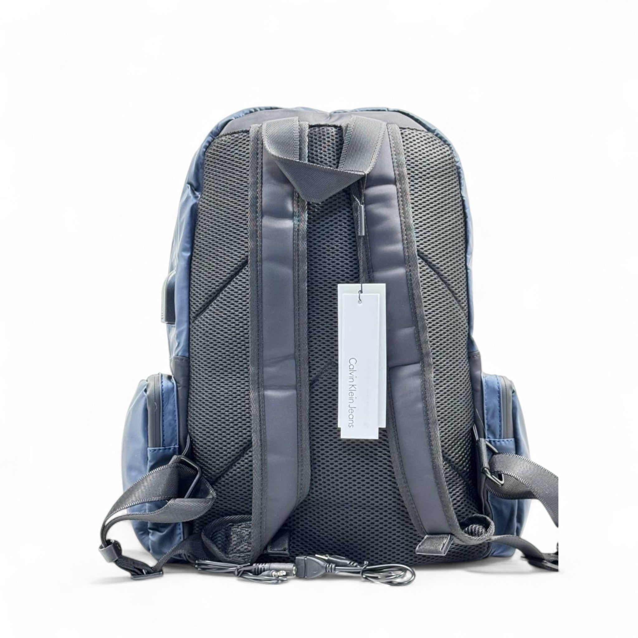 Calvin Klein Blue & black Nylon Backpack with USB Charging Port 🔌 | CK Logo