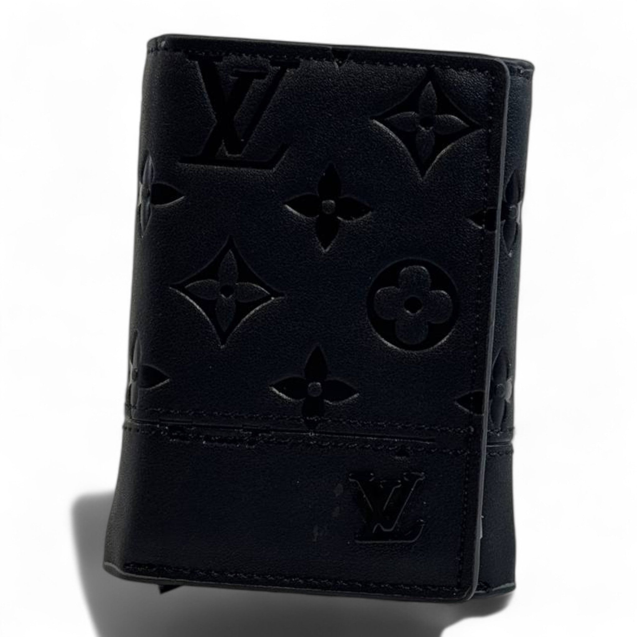 π€ Louis Vuitton Monogram Embossed Trifold Wallet β Midnight Black Edition β‘