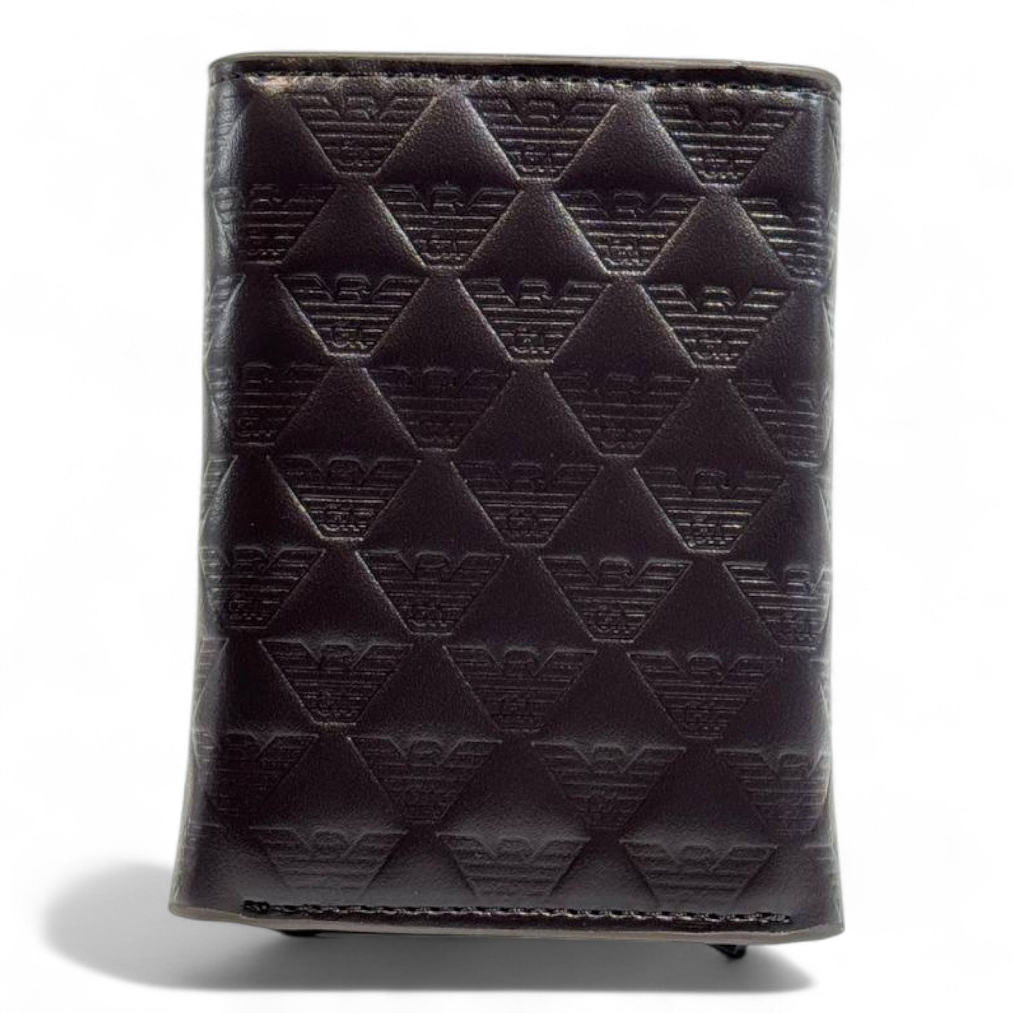 Emporio Armani Embossed Trifold Wallet β Coffee Brown Edition