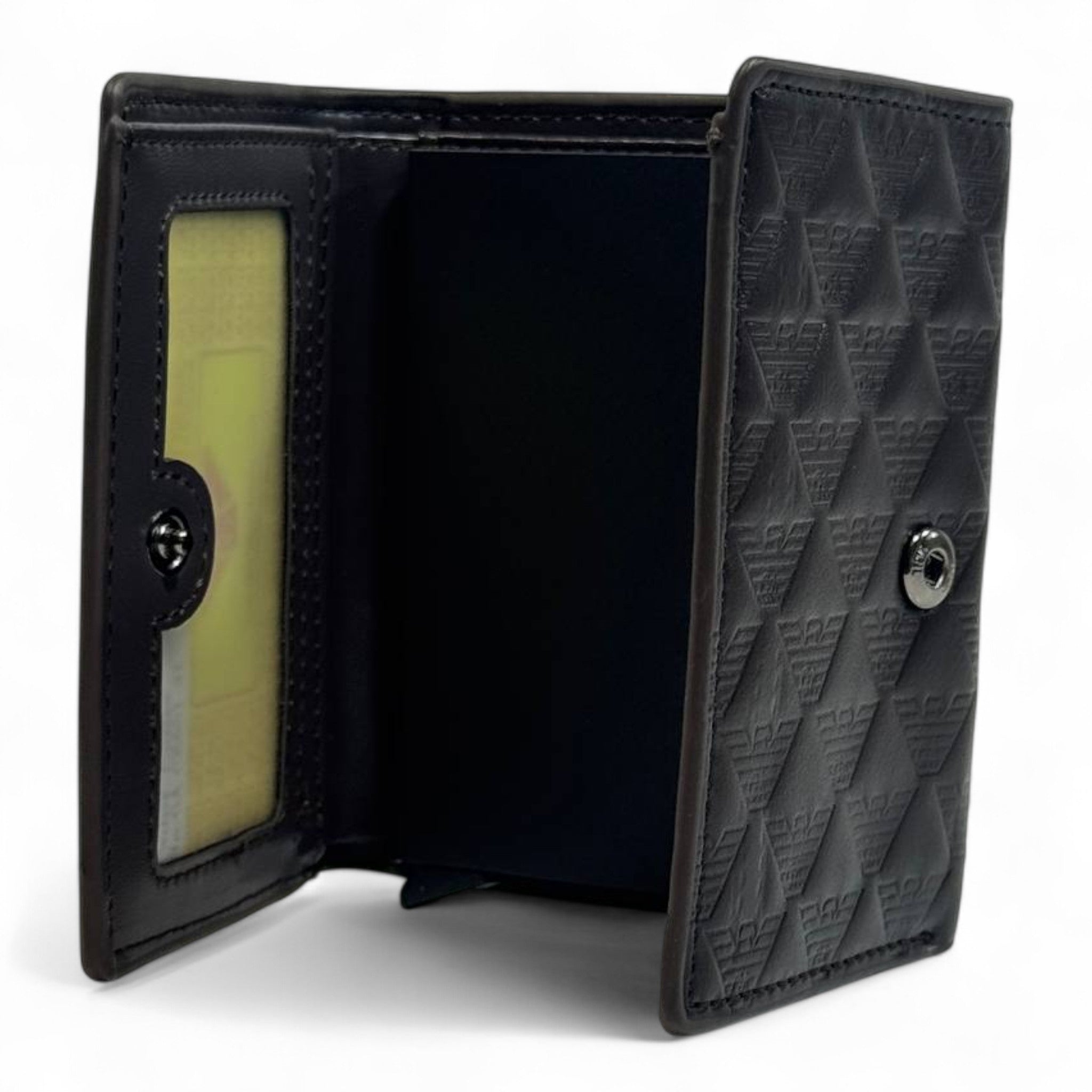 Emporio Armani Embossed Trifold Wallet β Coffee Brown Edition