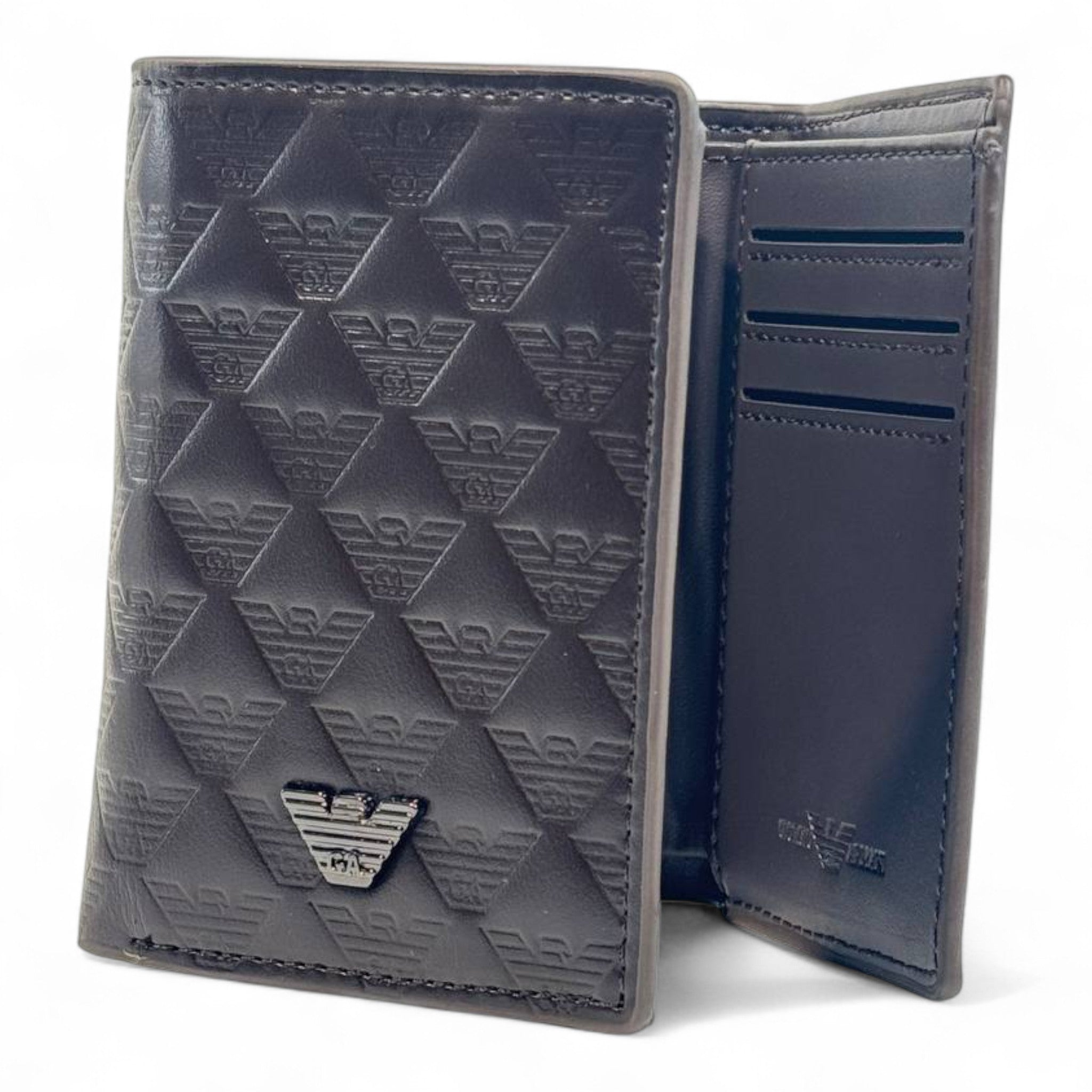 Emporio Armani Embossed Trifold Wallet β Coffee Brown Edition