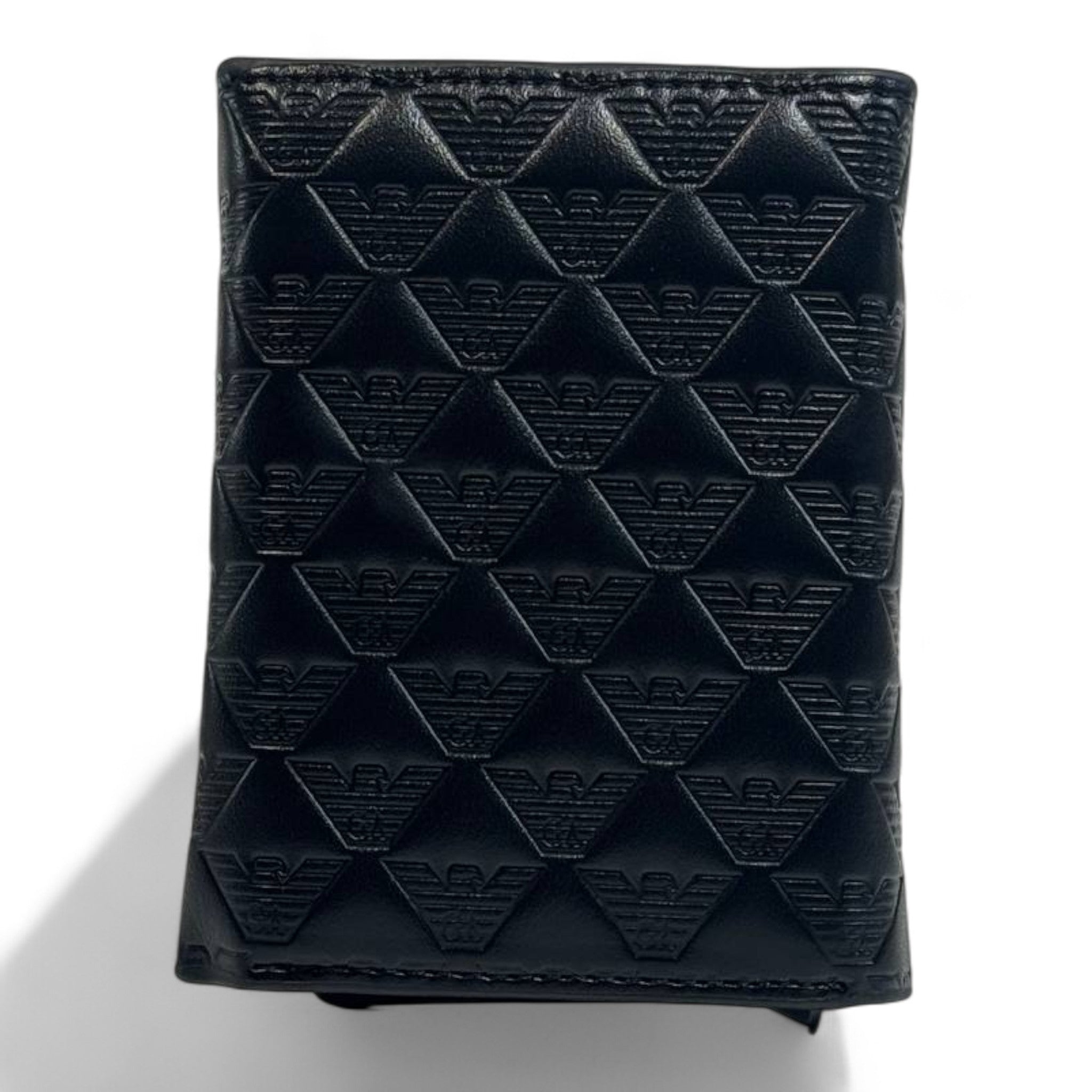 Emporio Armani Dual-Texture Trifold Wallet β Jet Black Edition