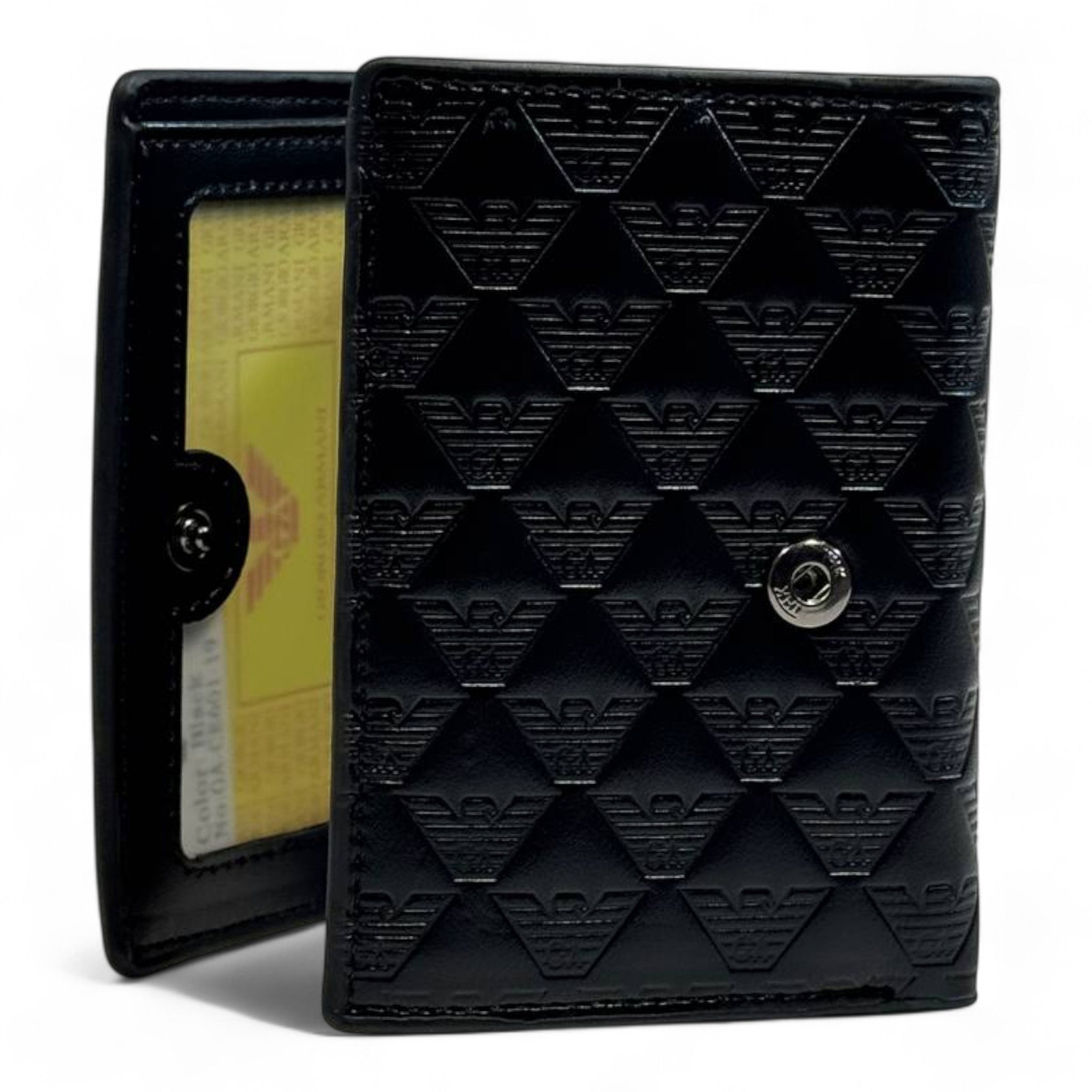 Emporio Armani Dual-Texture Trifold Wallet β Jet Black Edition
