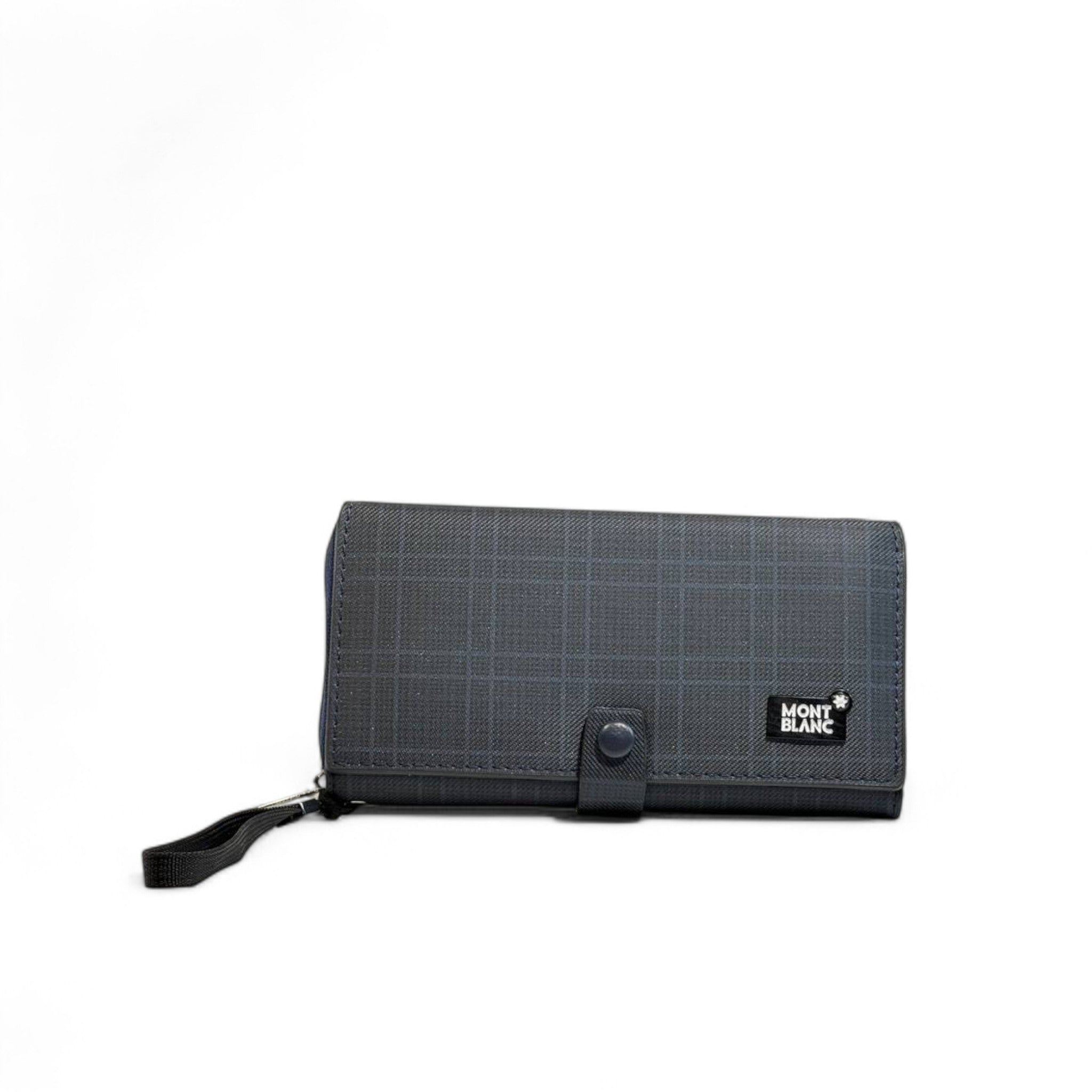 💙 Montblanc Blue Check Long Wallet – Signature Edition 💼